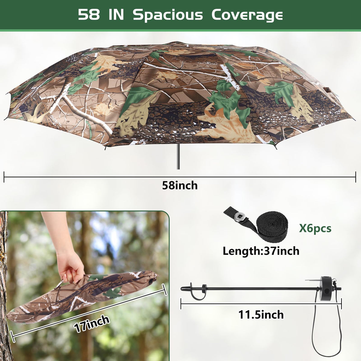 58 Wide Tree Stand Umbrella Portable Weatherproof Hunting - ANGAR Official Imagery - 4