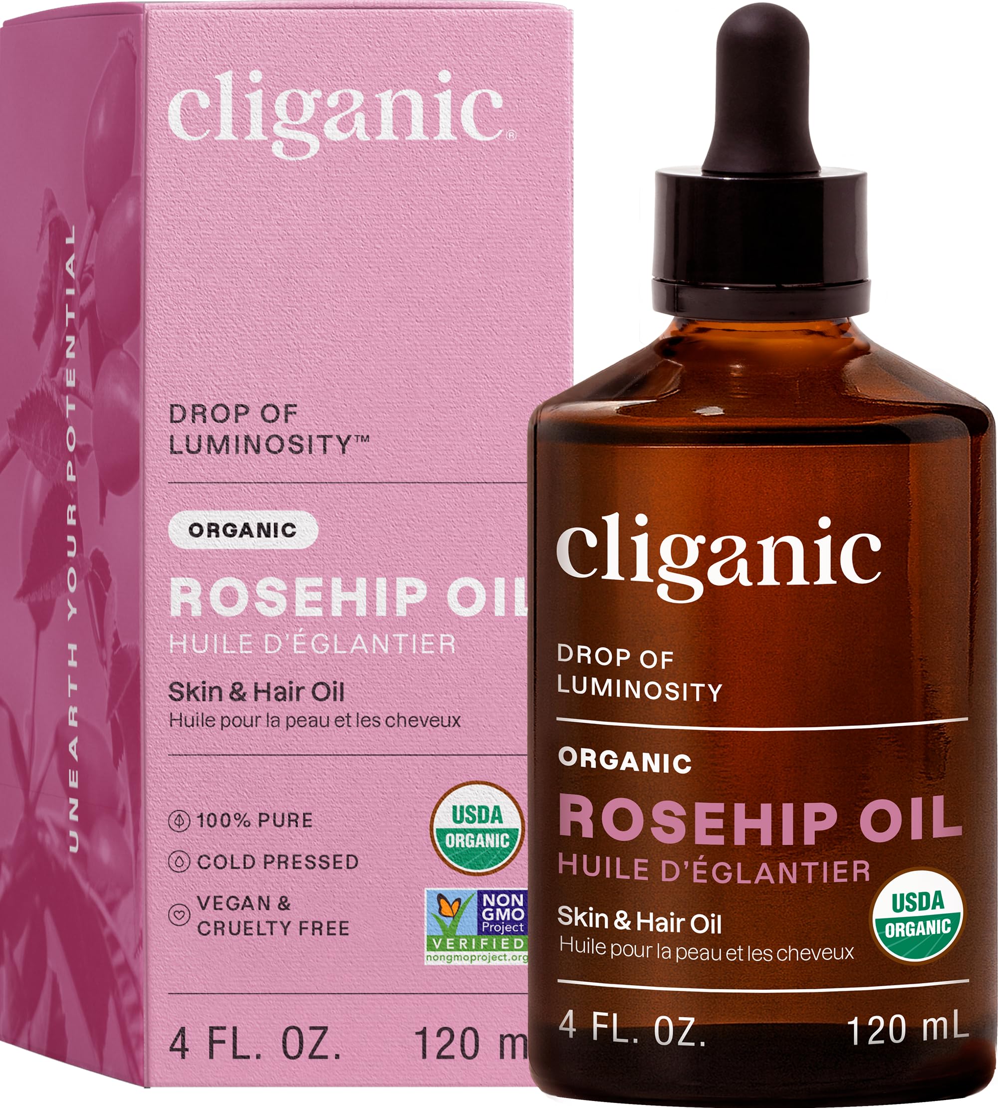 Cliganic Organic Rosehip Seed Oil for Face, 100% Natural Cold Pressed - Cliganic Official Product View 8