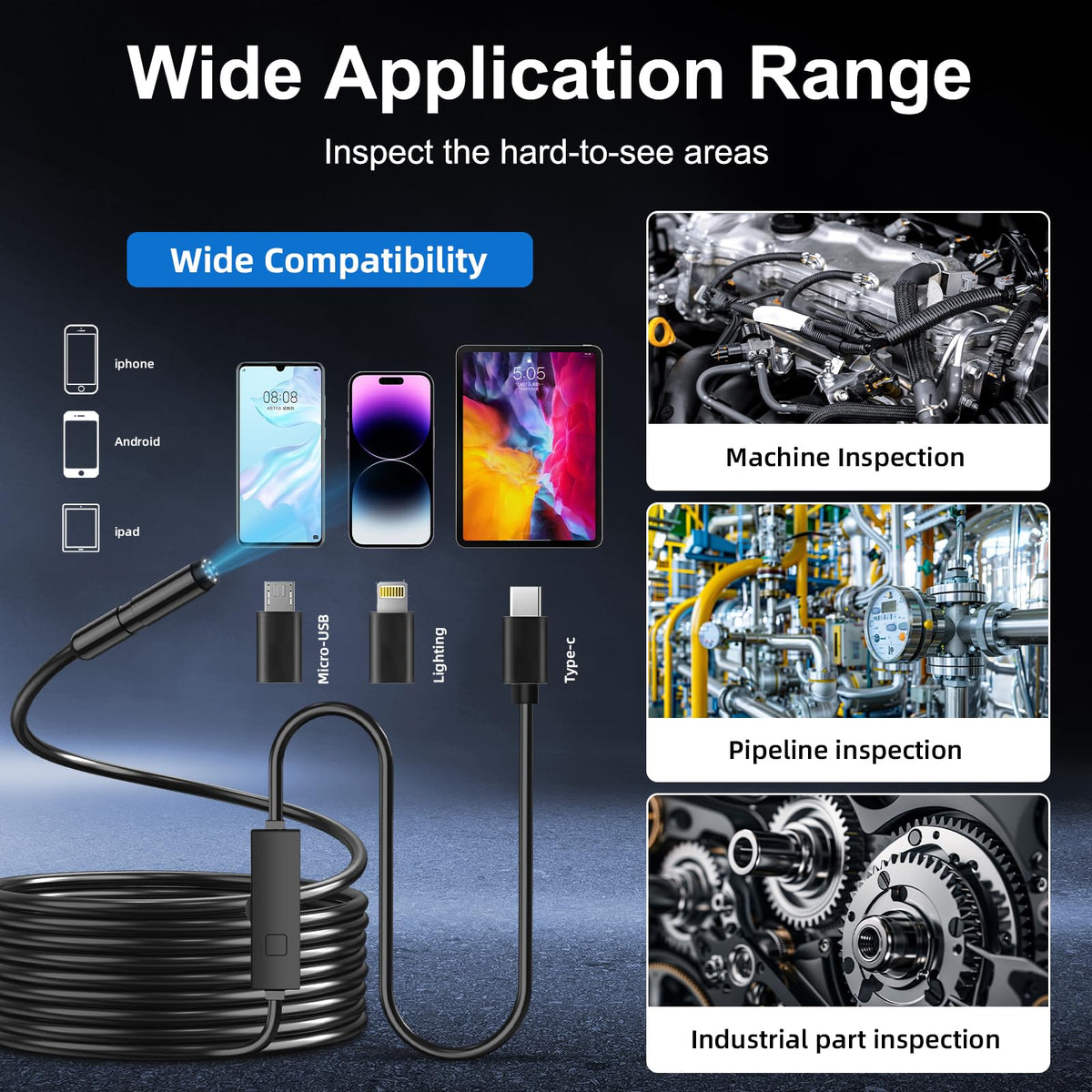 Phone Endoscope Camera with Light for iPhone and Android - Lewiirobxx Official Imagery - 8