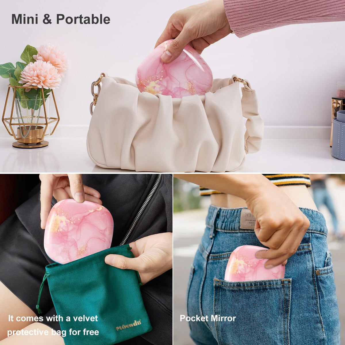 Compact Mirror with Light 4 Inches Compact 1x 10x Magnifying - Mocado Official Imagery - 8