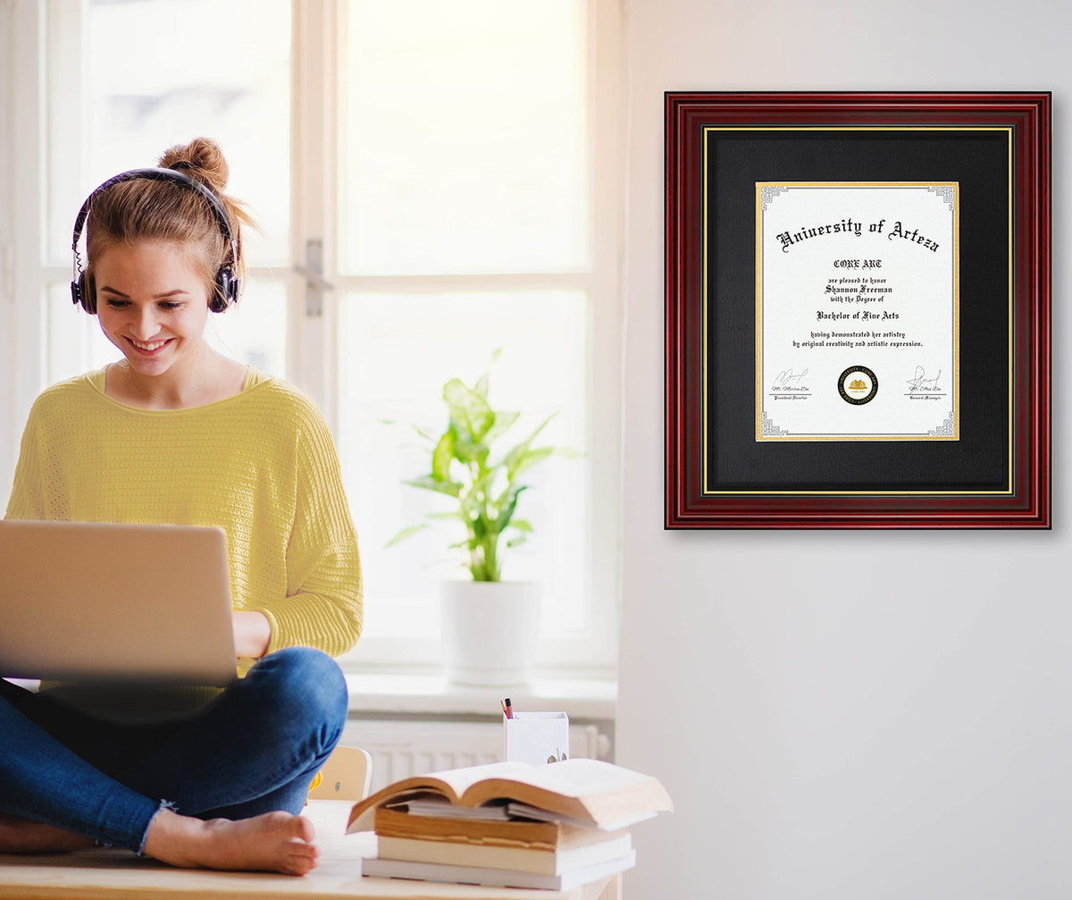 CORE ART 15x18 Diploma Frame Cherry Red Black Mat for 11x14 - CORE ART Official Imagery - 3