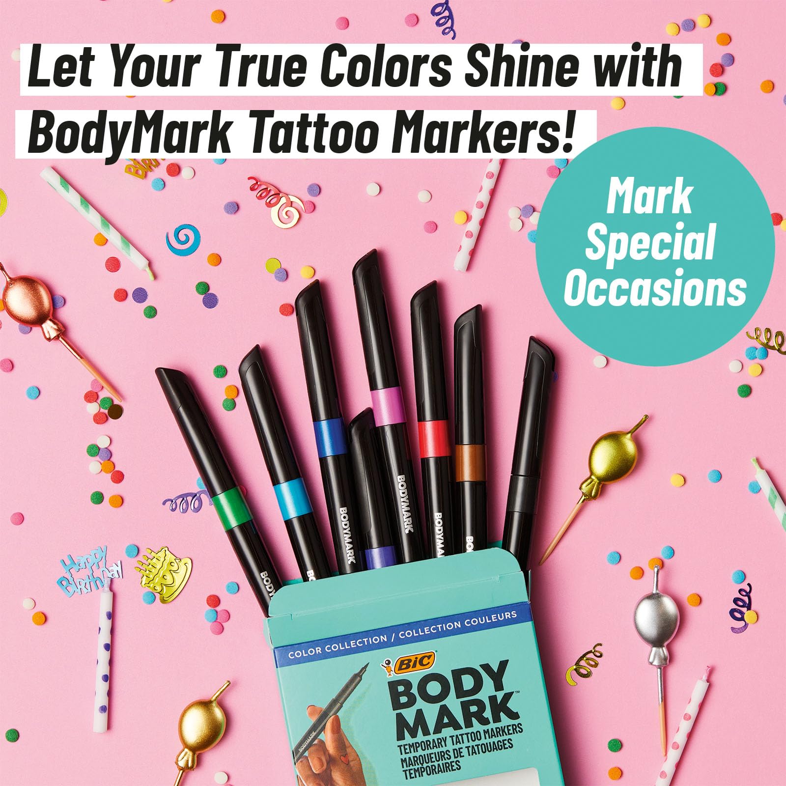 BIC BodyMark Temporary Tattoo Markers, Precision Series, 8-Count Pack