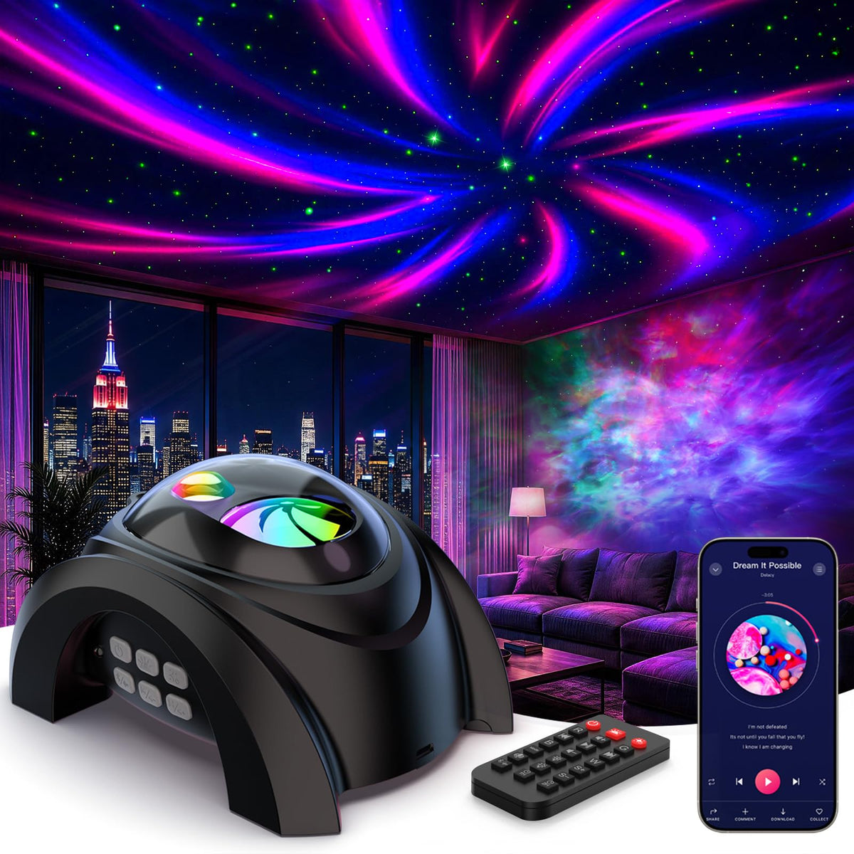 Rossetta Dual Lens Galaxy Star Projector Aurora Night Light - Rossetta Official Imagery - 2