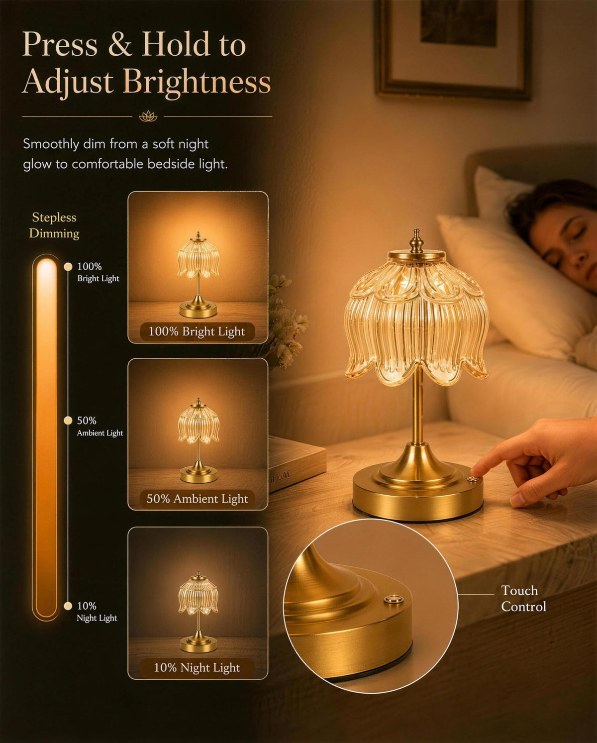 Upgrade Mini Lotus Flower Cordless Table Lamp Home D cor - LCZXUXU Official Imagery - 5