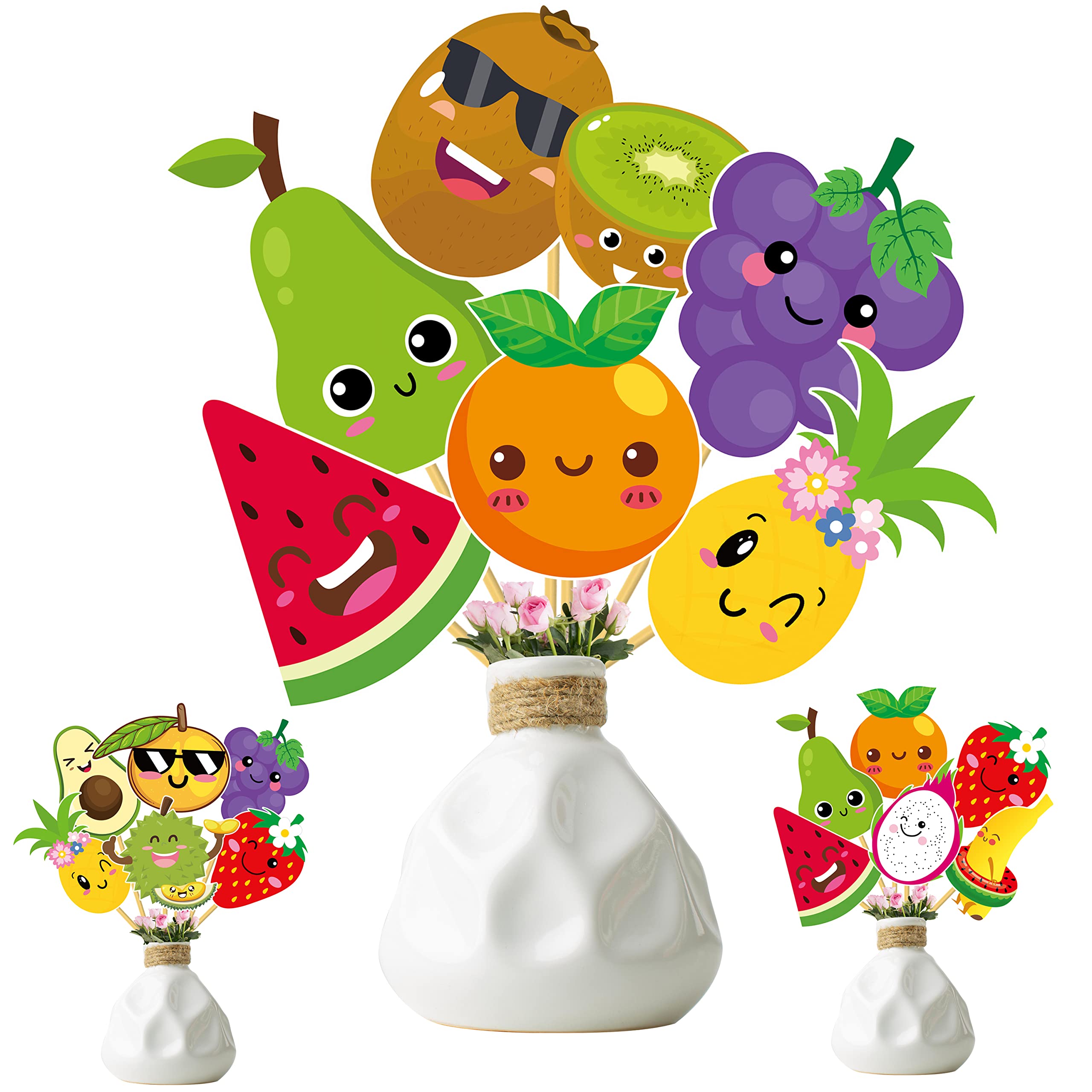 Tutti Frutti Party Centerpieces Sticks 24pcs Summer Fruit Table - Product Imagery