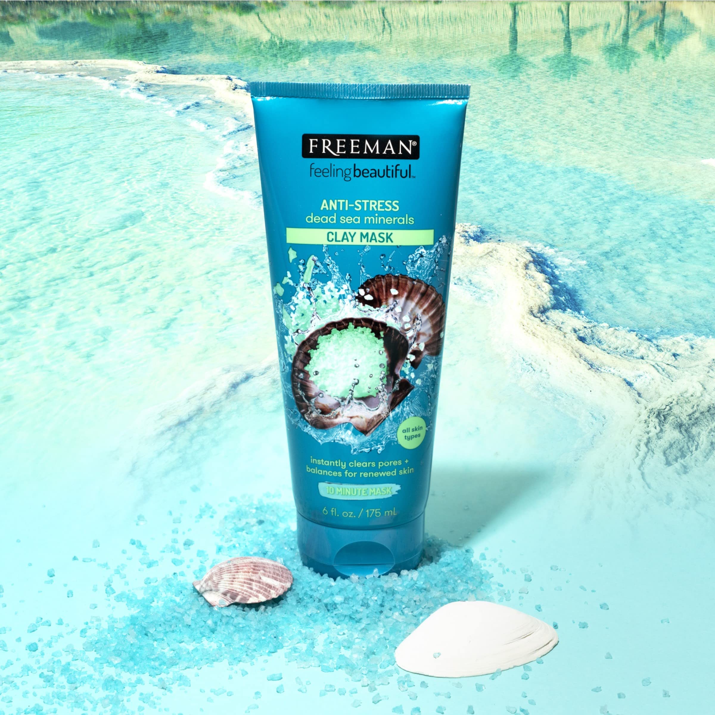 Freeman Anti-Stress Clay Mask, Dead Sea Mineral Face Mask, 6 Fl - Freeman