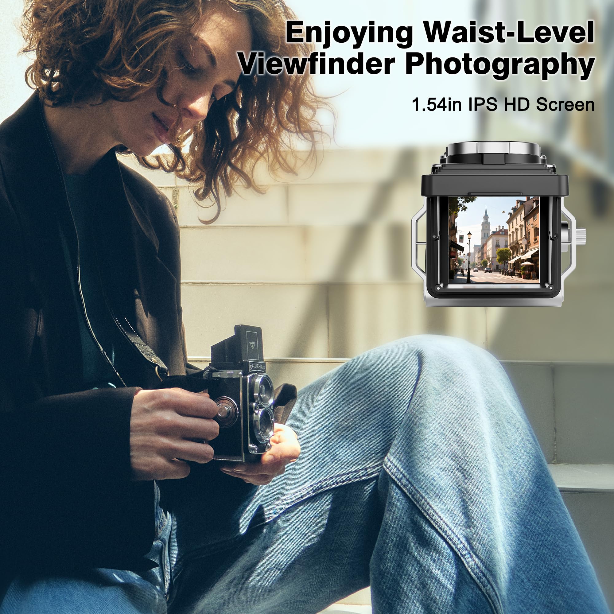 JOYTRIP CHUZHAO Vintage Mini Digital Camera, Portable TLR Style R by JOYTRIP - Angle View 3