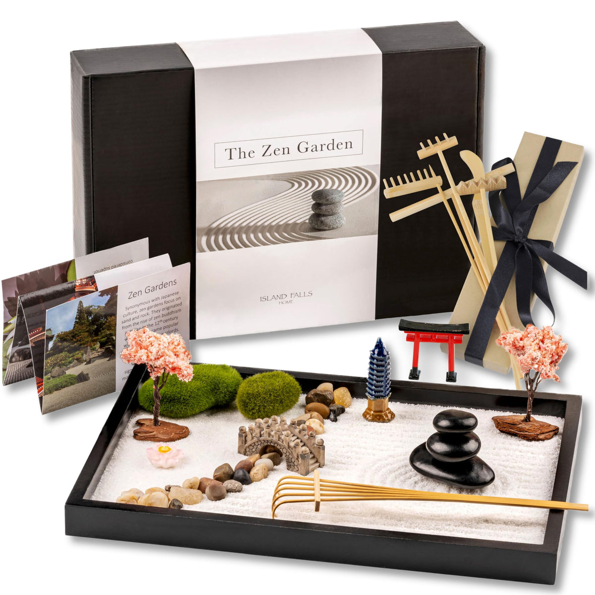 Zen Garden Kit for Desk Mini Zen Garden 11x8in Decor - Island Falls Home Official Imagery - 1