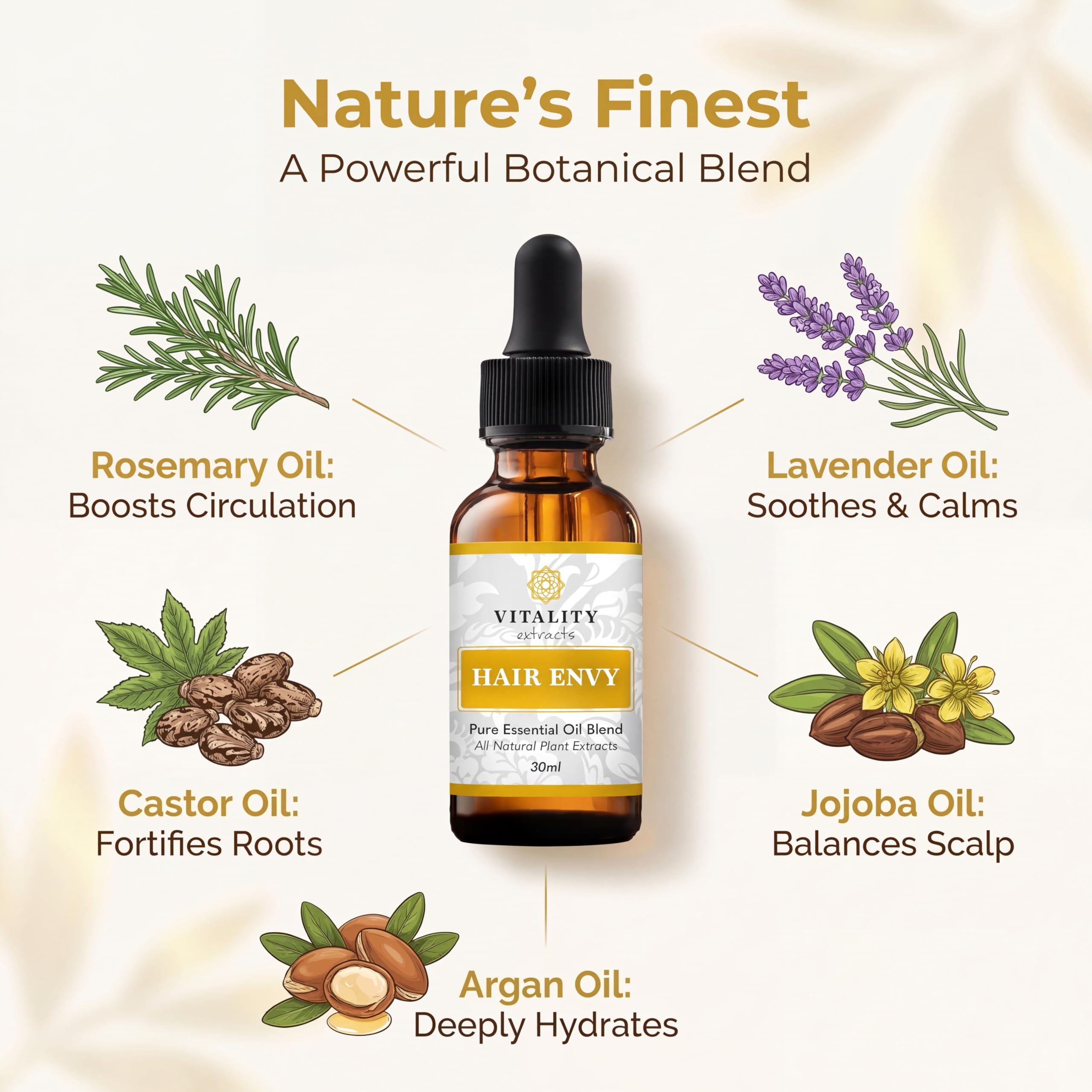 Vitality Extracts Hair Envy - Natural Hair Growth Serum 100% Pure Es - Vitality Official Product View 3