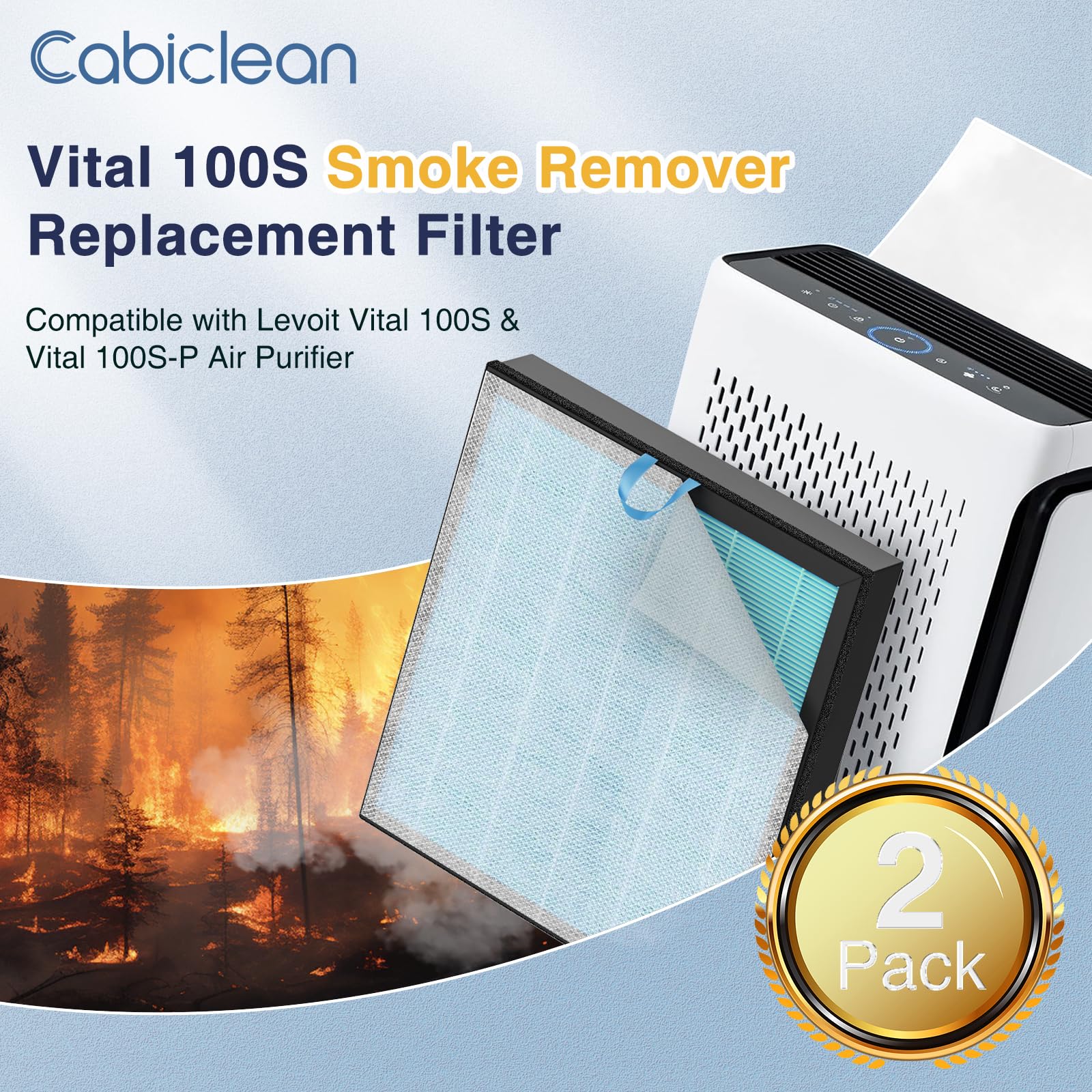 Cabiclean Vital 100S-P Smoke Remover Replacement Filter for LEVOI - Cabiclean Official Product View 2
