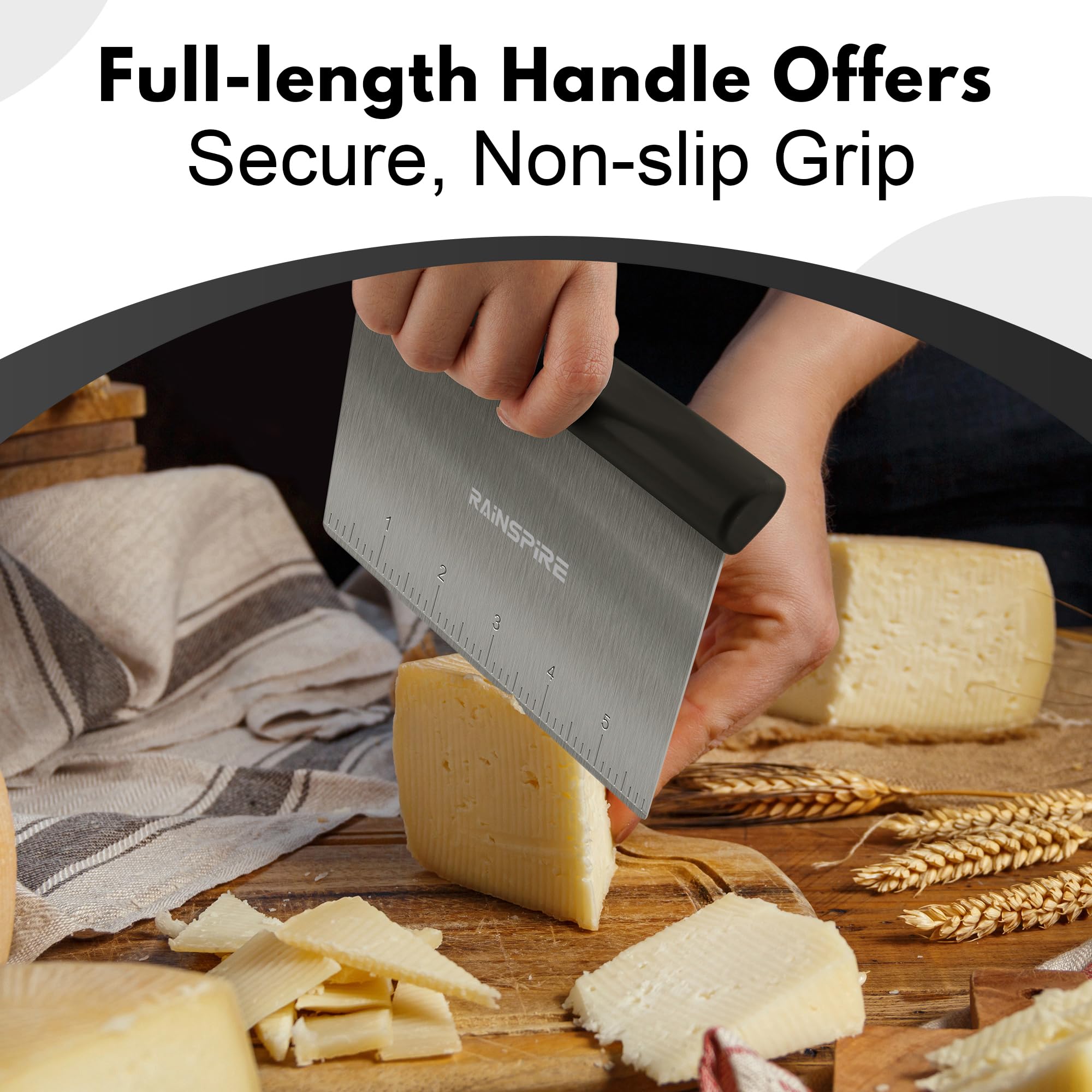 Rainspire Multi-Purpose Stainless Steel Bench Scraper Dough Blender & - View 4