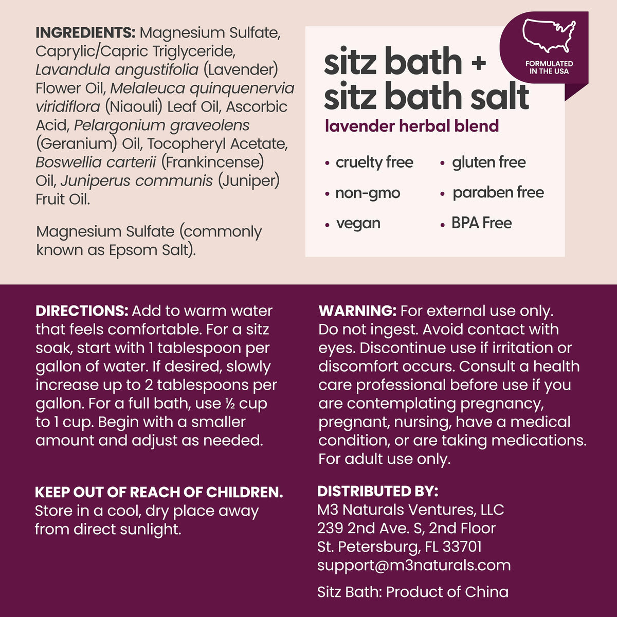 M3 Sitz Bath Sitz Bath Salt Kit for Postpartum Hemorrhoid - M3 Naturals Official Imagery - 3