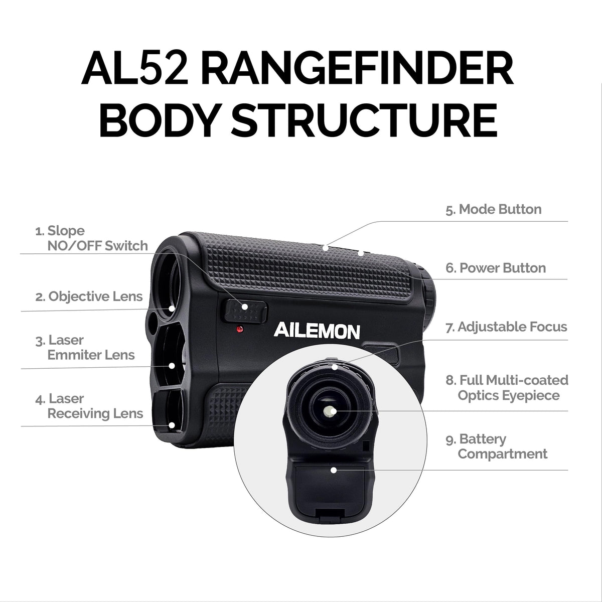 Golf Rangefinder with Slope Switch for Tournament Use 900 - AILEMON Official Imagery - 6
