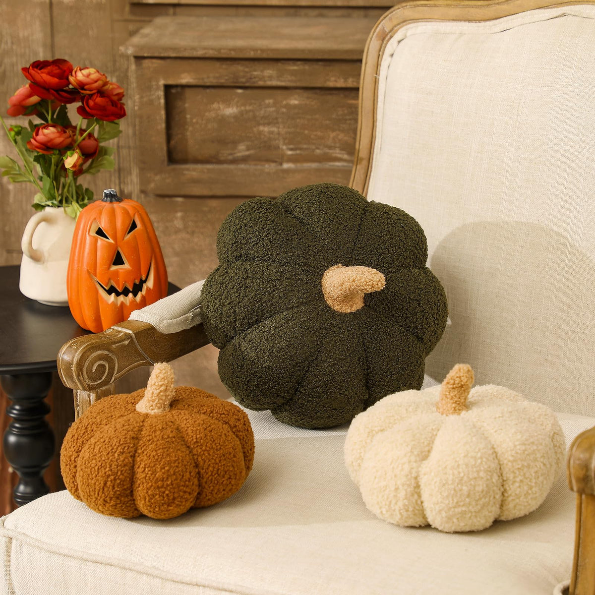 Briwooody 3 Pcs Fall Halloween Pumpkin Throw Pillow 3D - Briwooody Official Imagery - 1