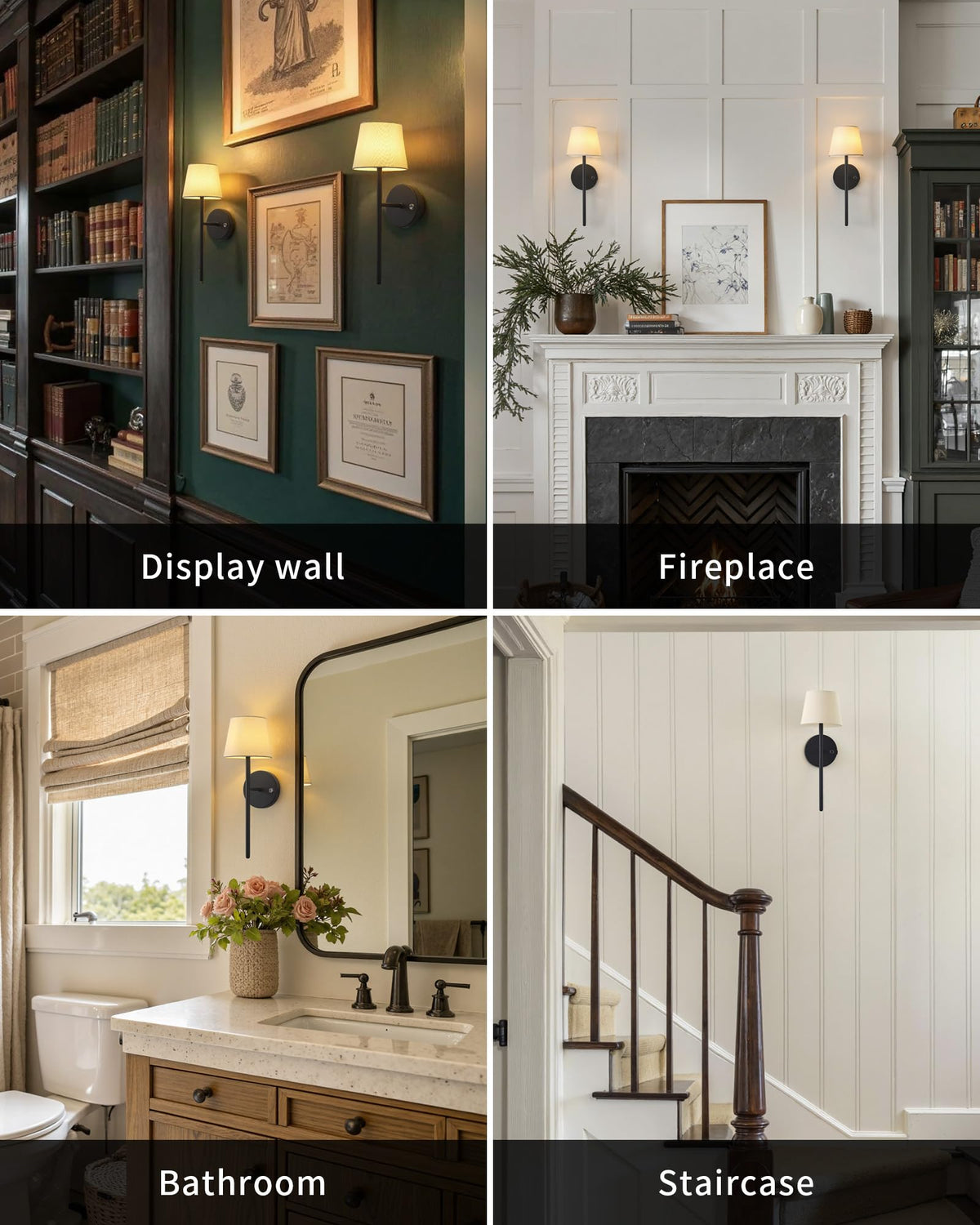 Battery Operated Wall Sconce Set of 2 Black Rechargeable - NEWSEE Official Imagery - 7