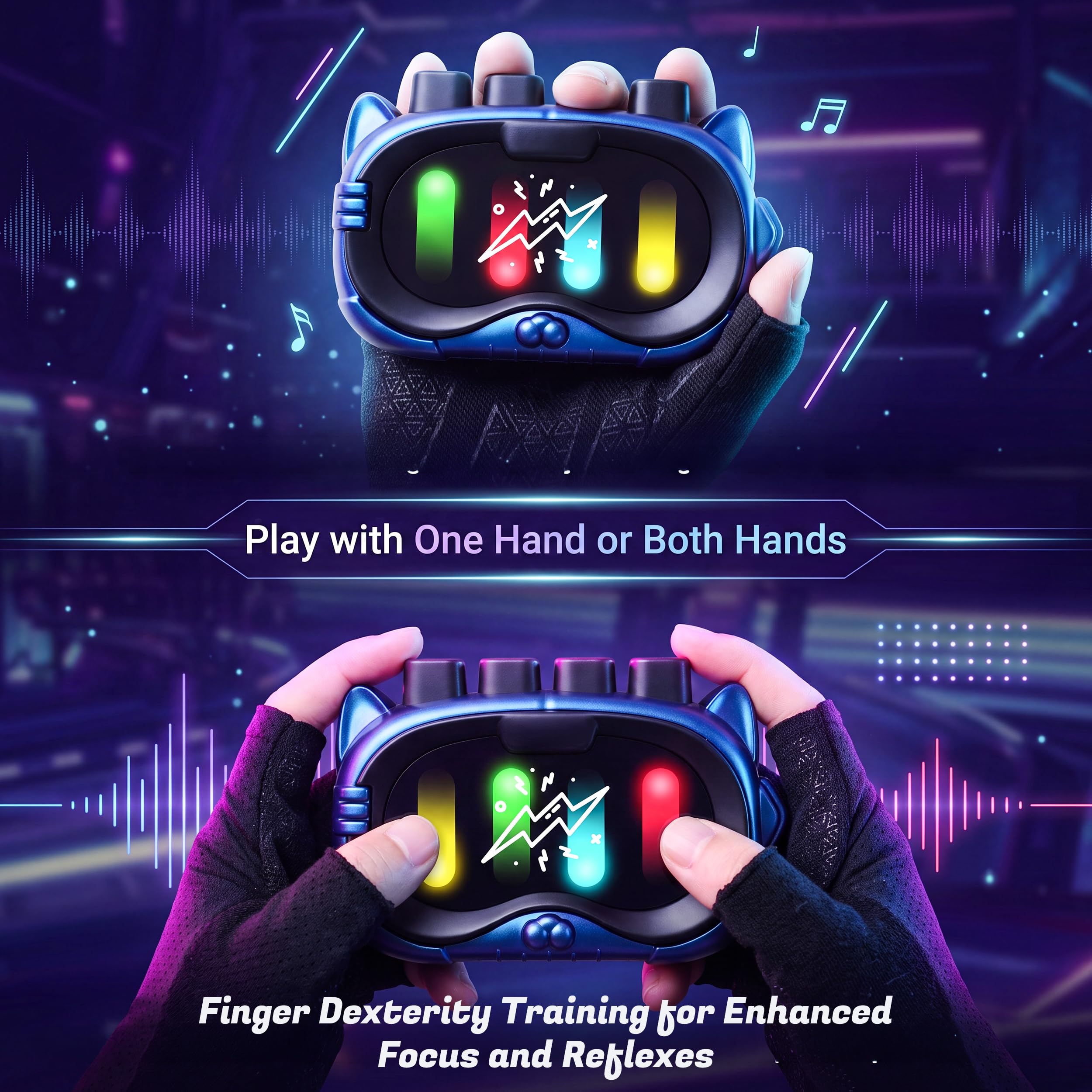 SMILESSKIDDO Music Rhythm Flick Smart Electronic Handheld Game, Blue - SMILESSKIDDO Official Product View 5