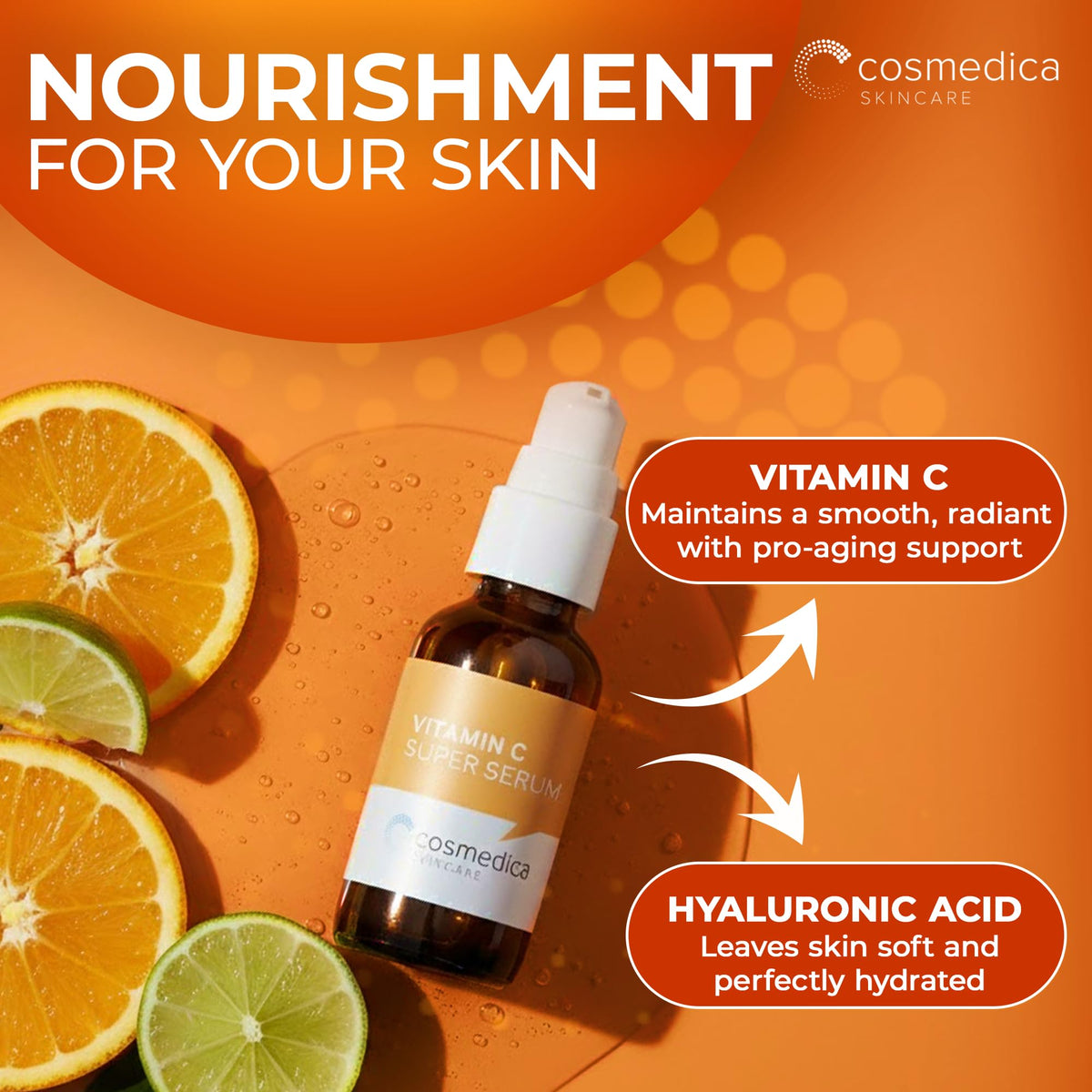 Cosmedica Skincare Vitamin C Serum for Face with Hyaluronic - Cosmedica Skincare Official Imagery - 4