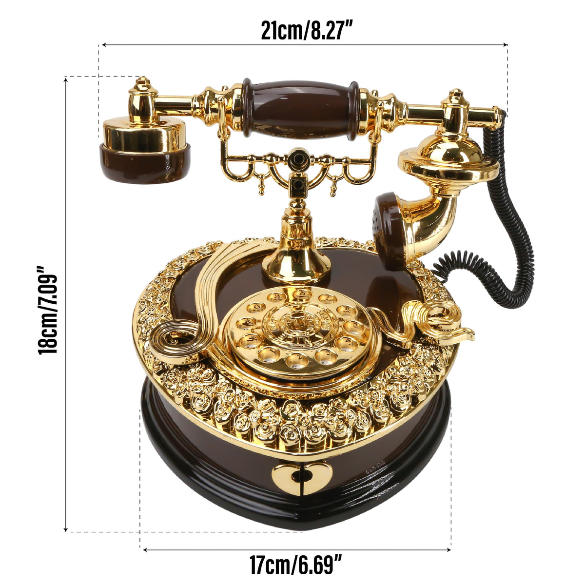 Big Telephone Trinkets 7x8 Vintage Musical Jewelry Box with - BuleVina Official Imagery - 4
