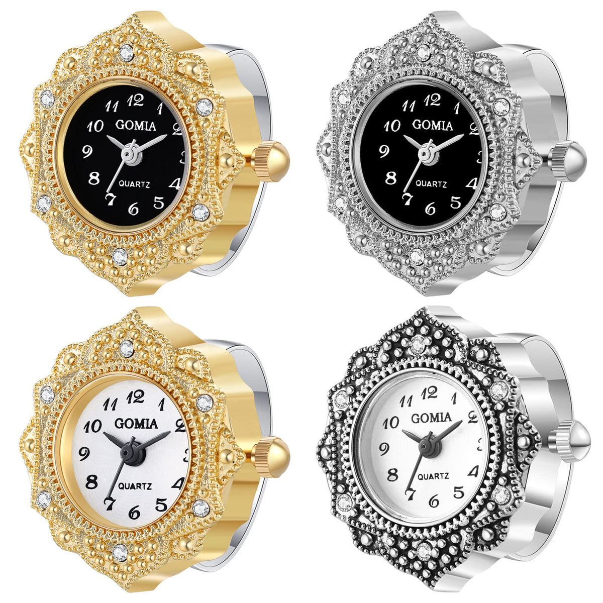 JewelryWe Novelty Finger Watch Classic Gold Silver Plated - JewelryWe Official Imagery - 1