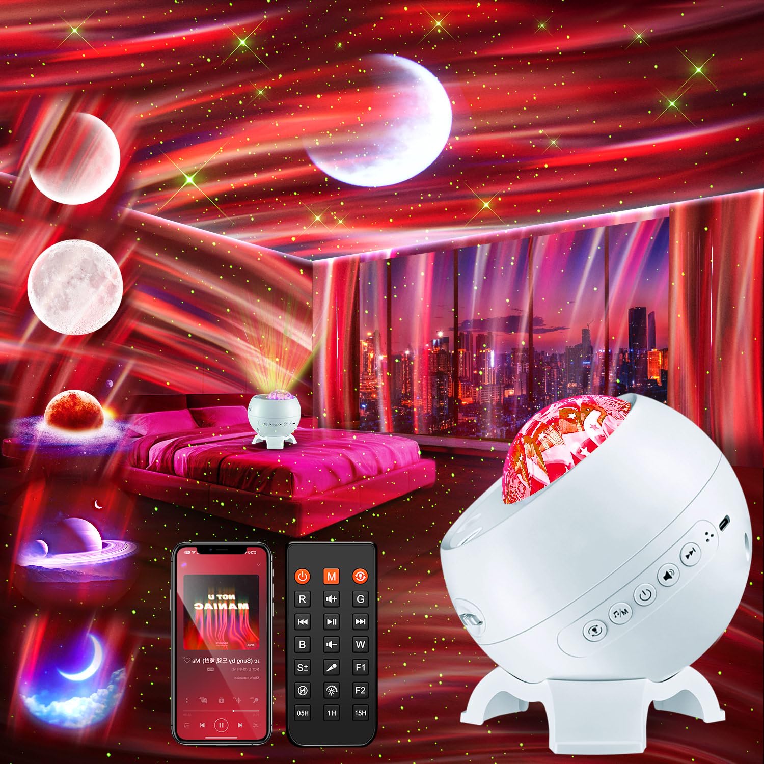 Staryou Iceberg Northern Lights Projector, White Galaxy Projector by Staryou - Angle View 9