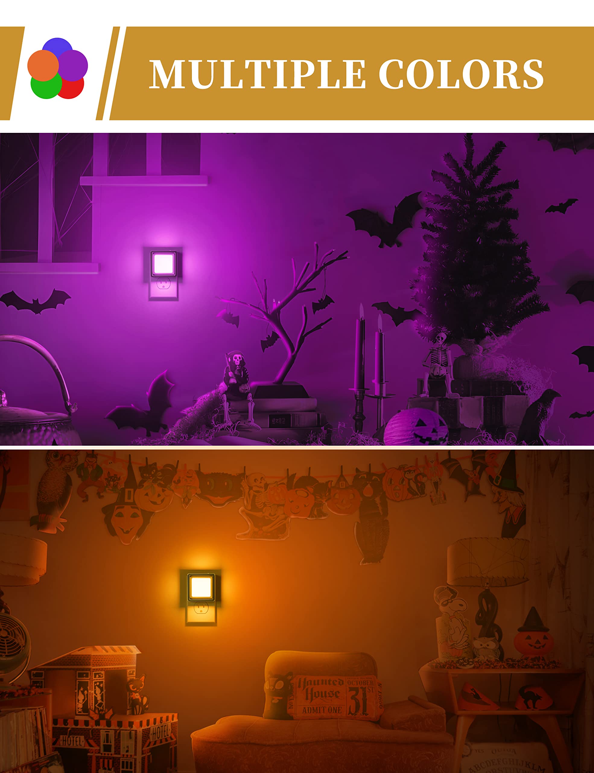 DORESshop Orange Night Light  ,Night Lights Plug Into Wall Halloween - DORESshop Official Product View 5