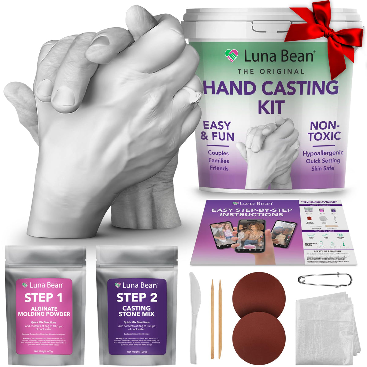 Luna Bean Hand Casting Kit Couples Anniversary Wedding Hand - Luna Bean Official Imagery - 1