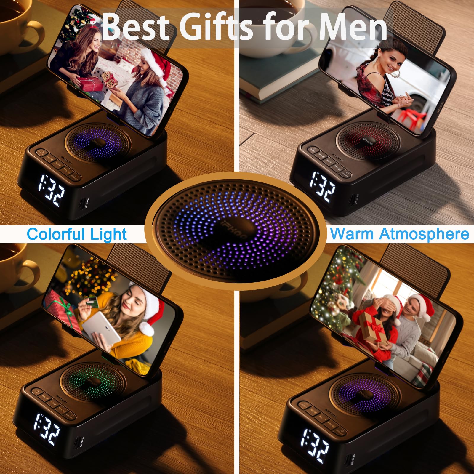 iFkoo Gifts for Men Women, Phone Stand with Bluetooth Speaker&Clo - iFkoo Official Product View 6