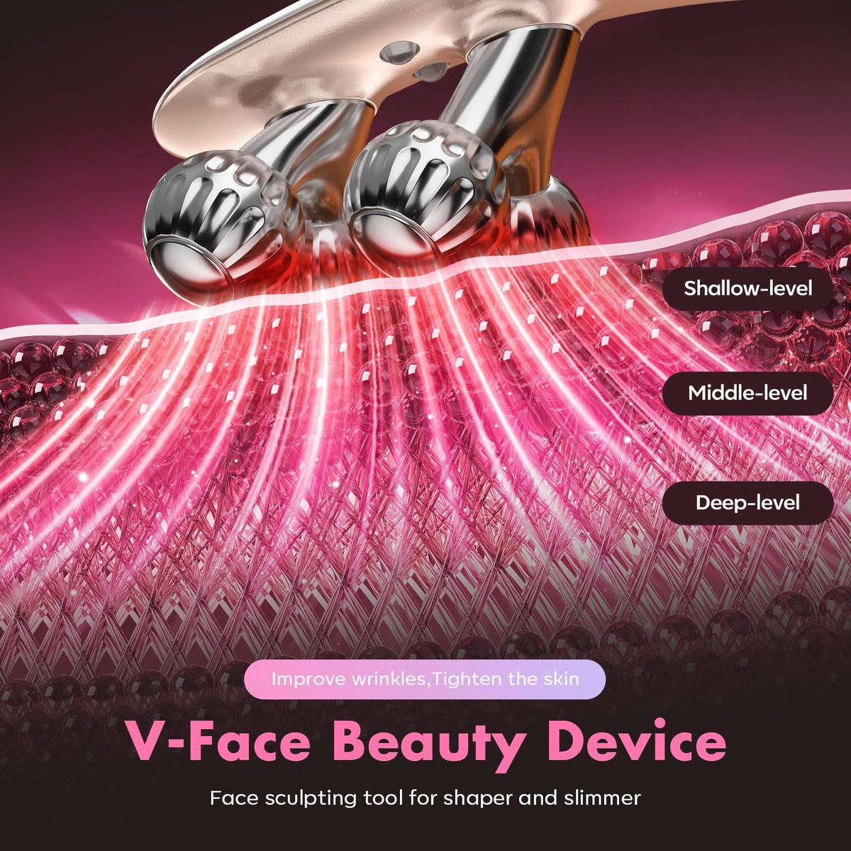Face and Tmj Massager with 8 Roller Vibration Beauty Device - BOWENDA Official Imagery - 3