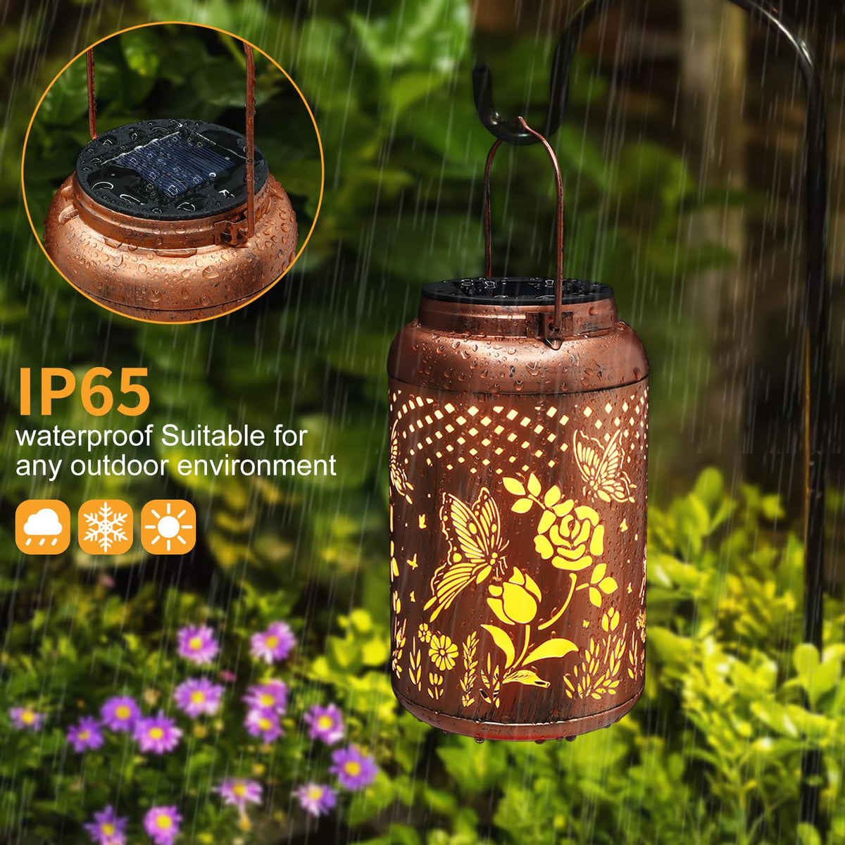 Rose Butterfly Decoration Solar Lanterns Outdoor Waterproof - Tepaken Official Imagery - 4