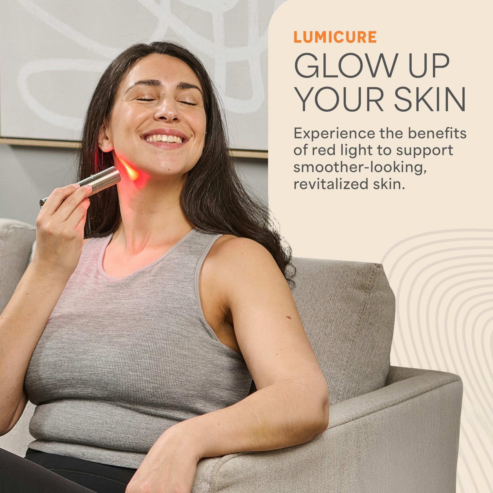 LifePro Lumicure red light therapy wand handheld massager with a sleek red light therapy torch for skin and pain relief.
