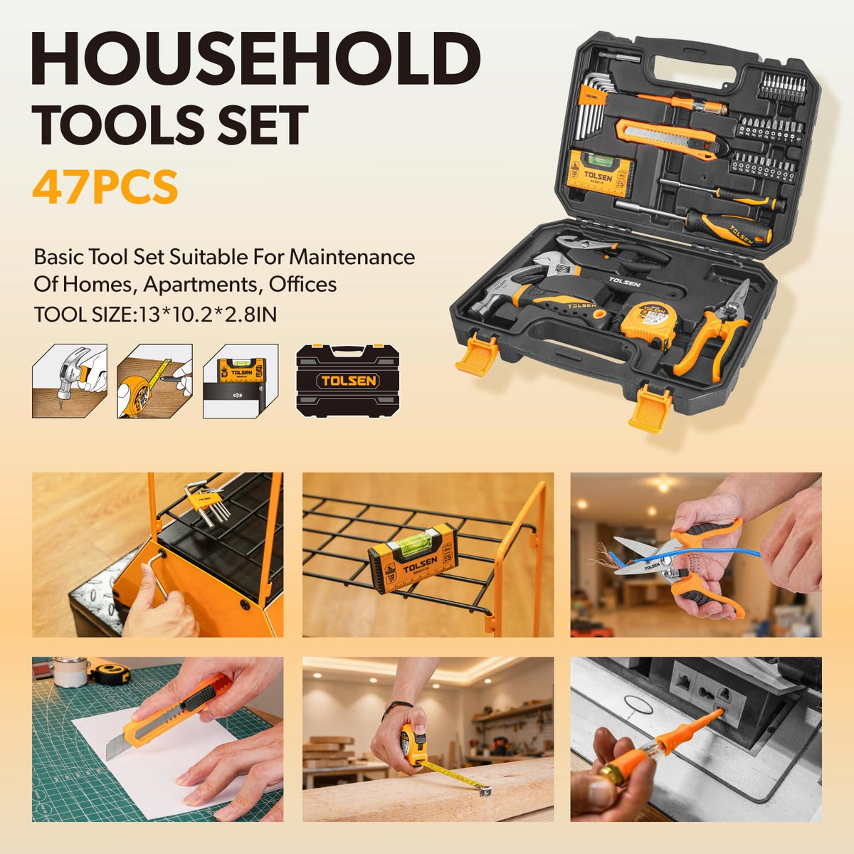 TOLSEN Tool Set General Household Hand Small Tool Kit with - Tolsen Official Imagery - 7