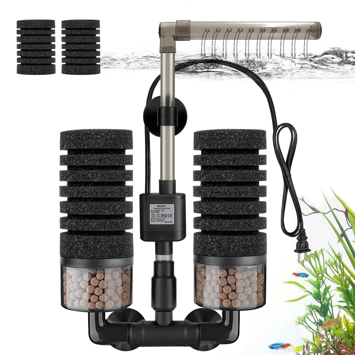 Upgrade Aquarium Electric Power Sponge Filter with - DEGGOX Official Imagery - 8