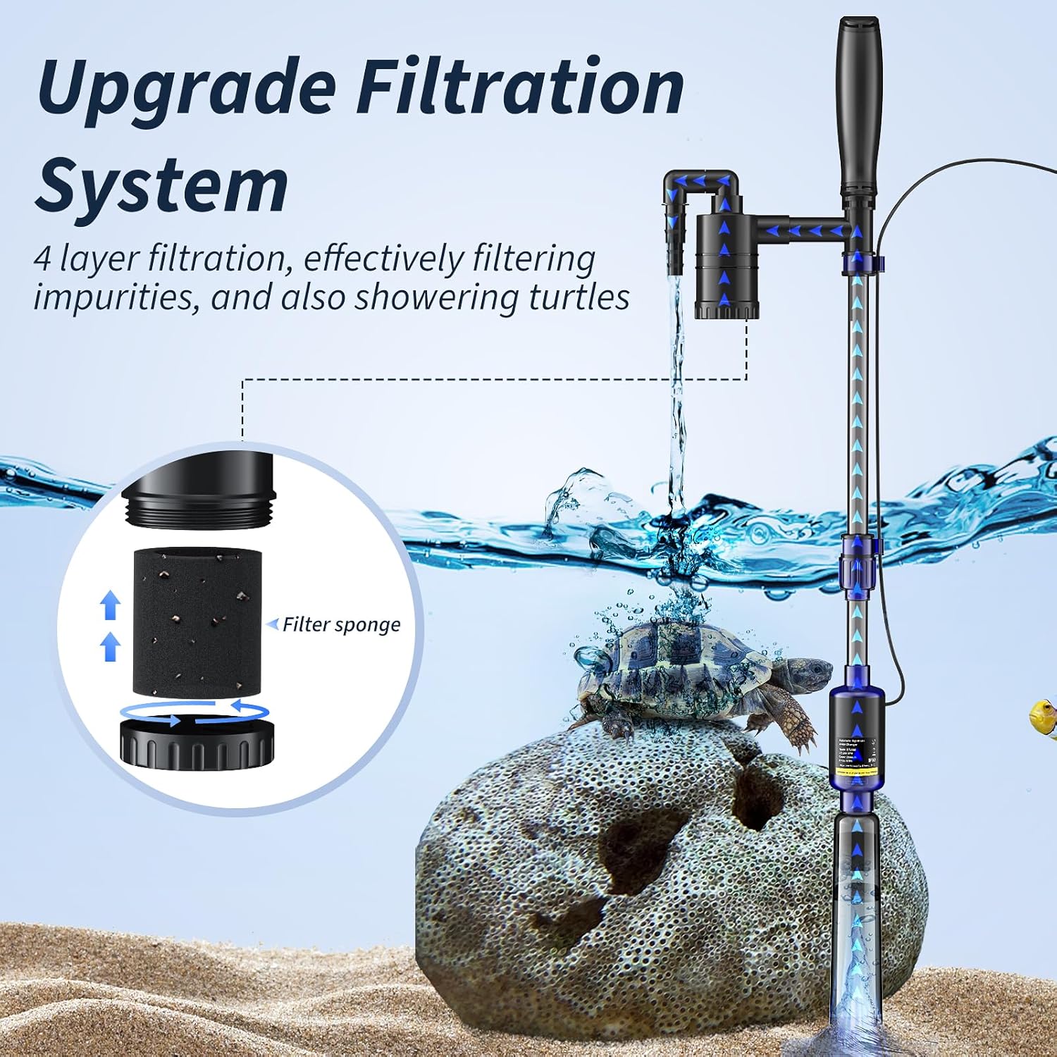 Mildhug electric fish tank cleaner and gravel siphon for aquariums, 530GPH flow, compact aquarium cleaning tool, suitable for freshwater tanks.