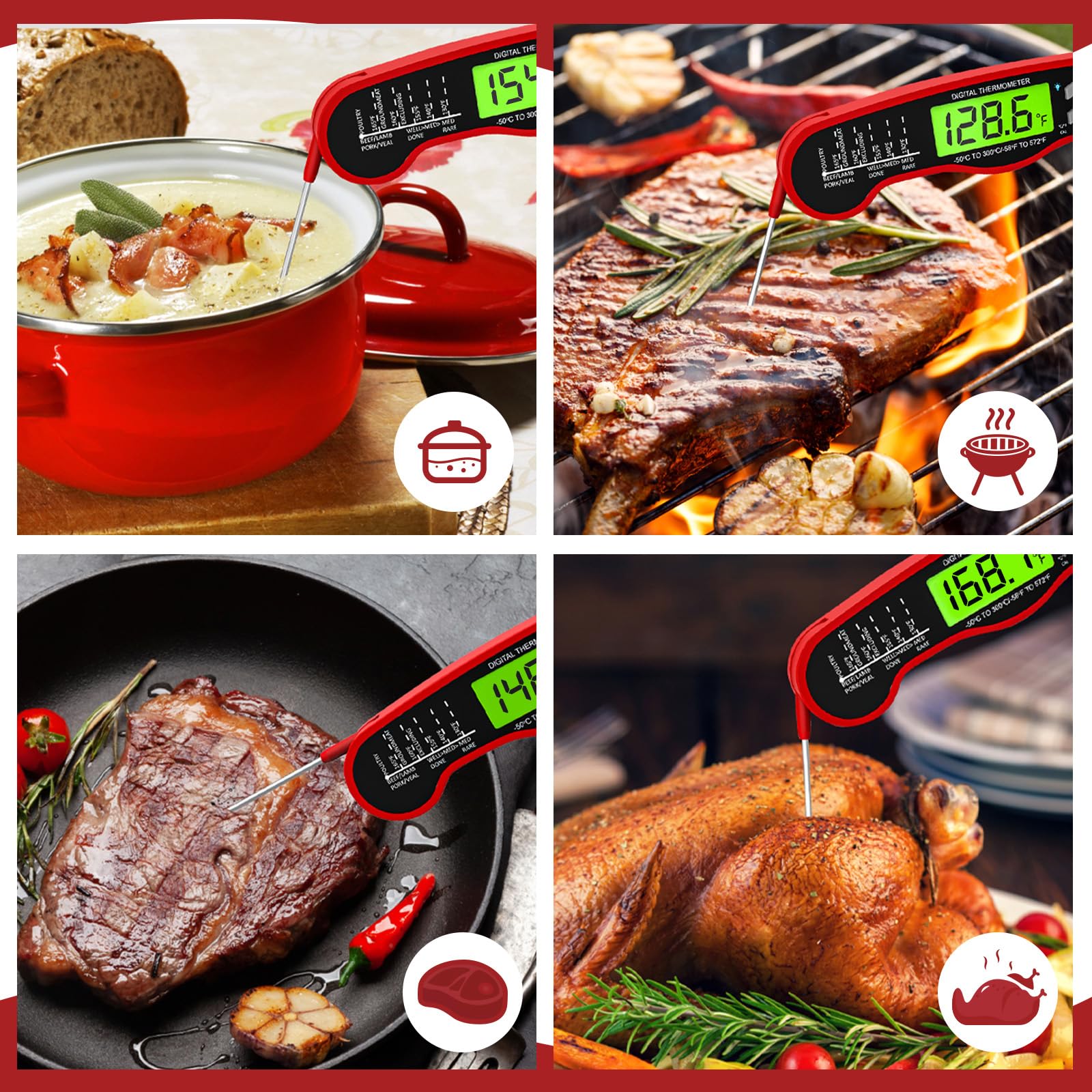 AWLKIM Meat Thermometer Digital, Instant Read Food Thermometer, R by AWLKIM - Angle View 8