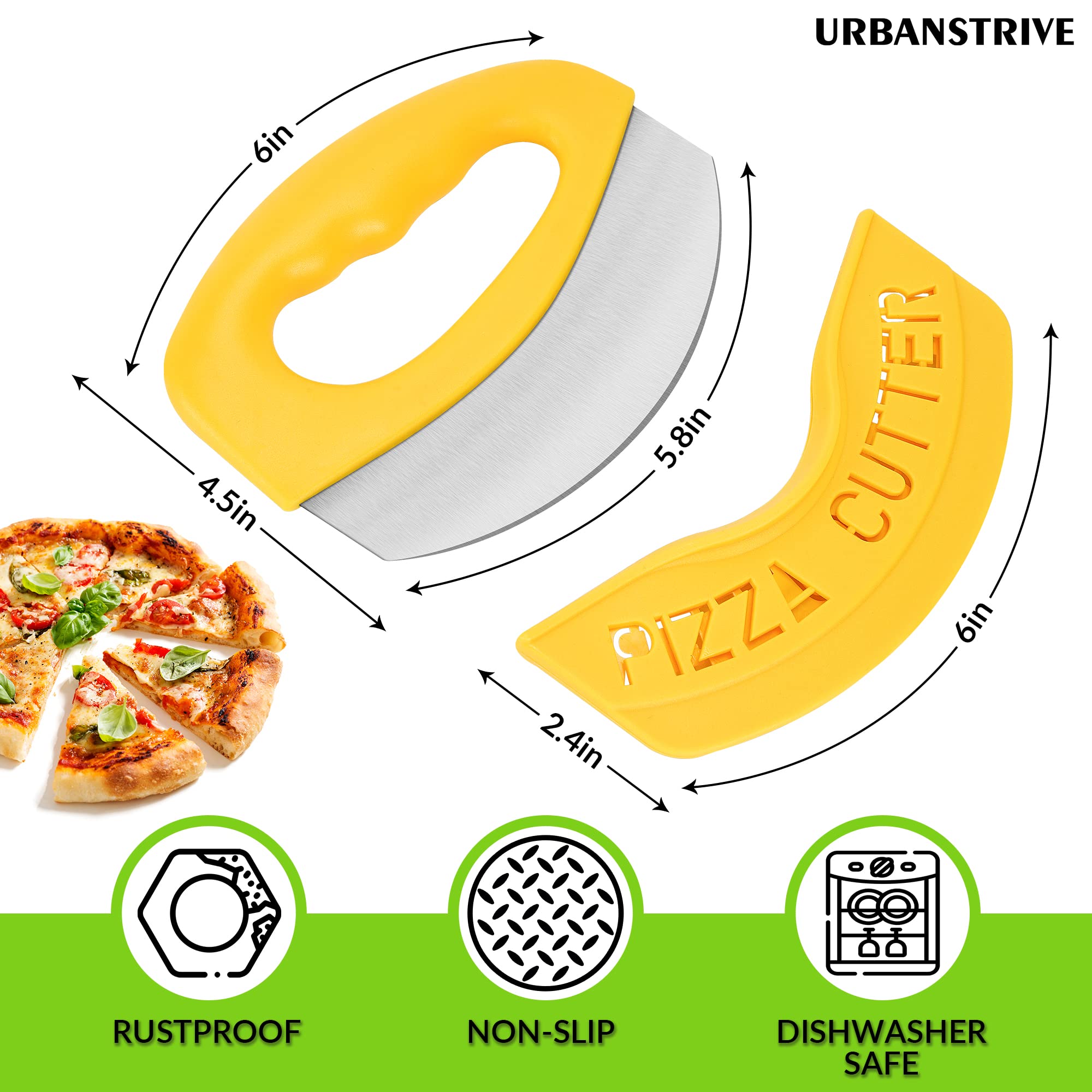 Urbanstrive Heavy Duty Stainless Steel Pizza Cutter with Cover, Super - View 2