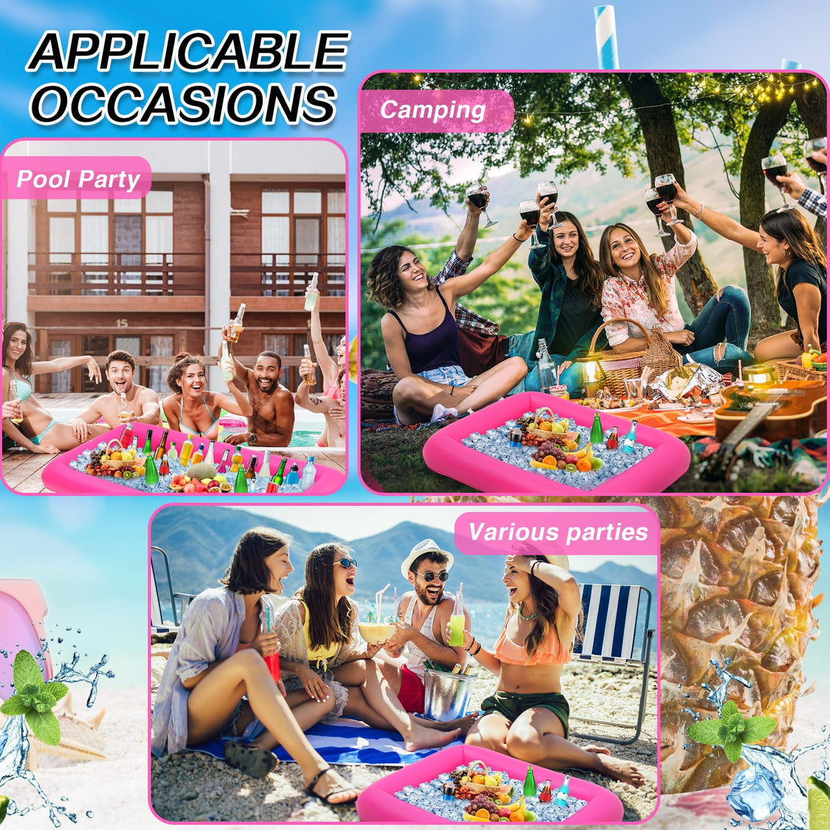 4 Pcs Inflatable Serving Bar Drink Cooler Ice Tray for Food - Leitee Official Imagery - 5