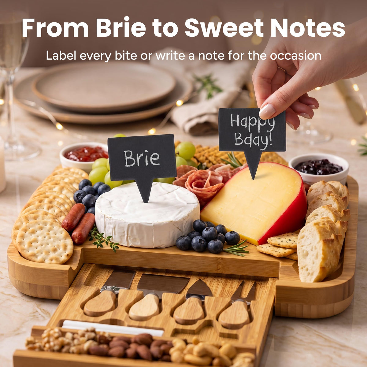 SMIRLY Charcuterie Board Set with Serving Accessories Bamboo - SMIRLY Official Imagery - 5