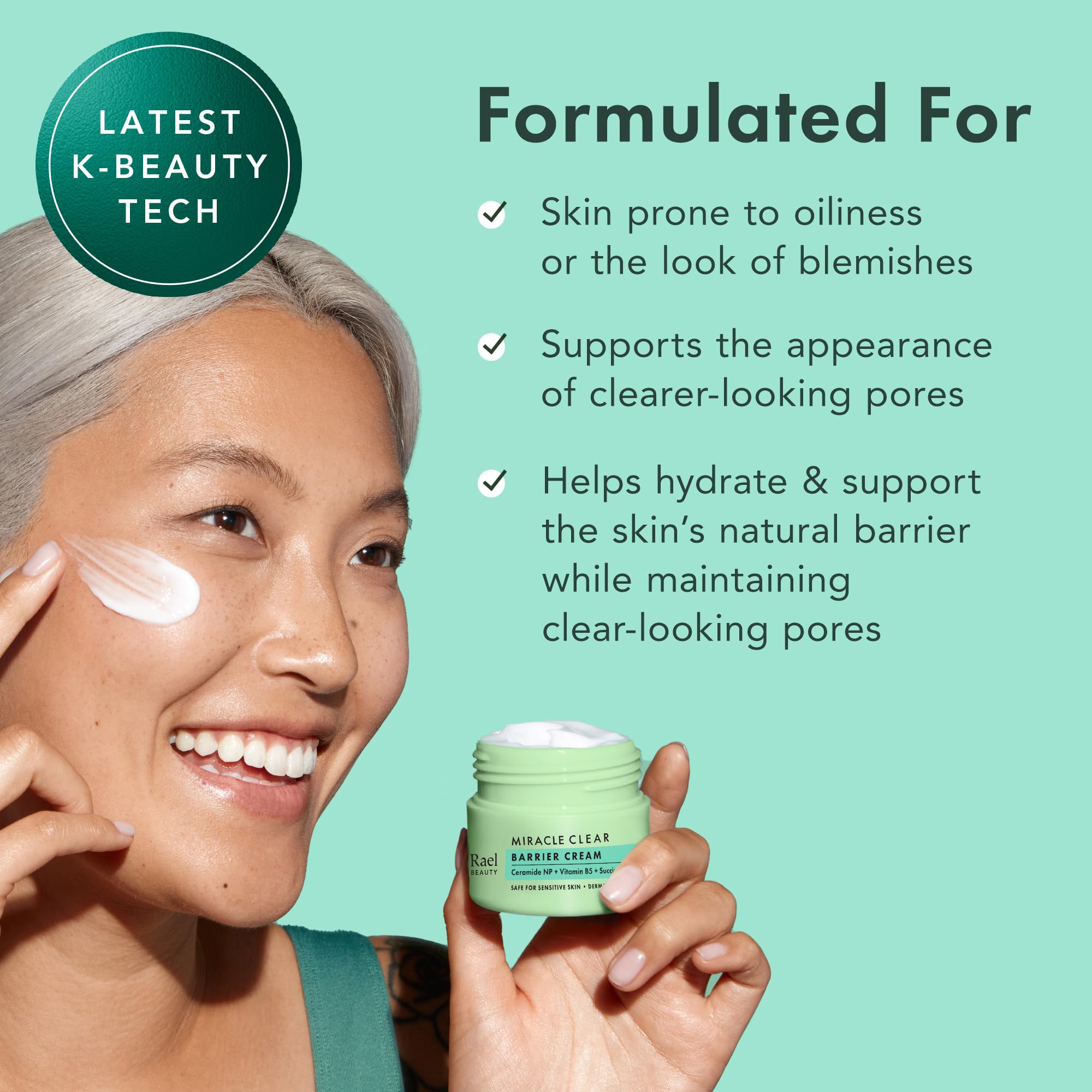 Rael Miracle Clear Skin Barrier Cream Daily Moisturizer, - Rael