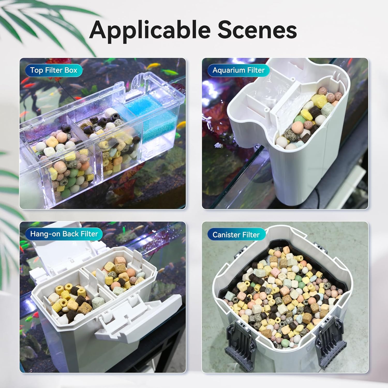 FKSC 12-in-1 aquarium filter media for freshwater and marine tanks, bio filter mix for biological filtration.