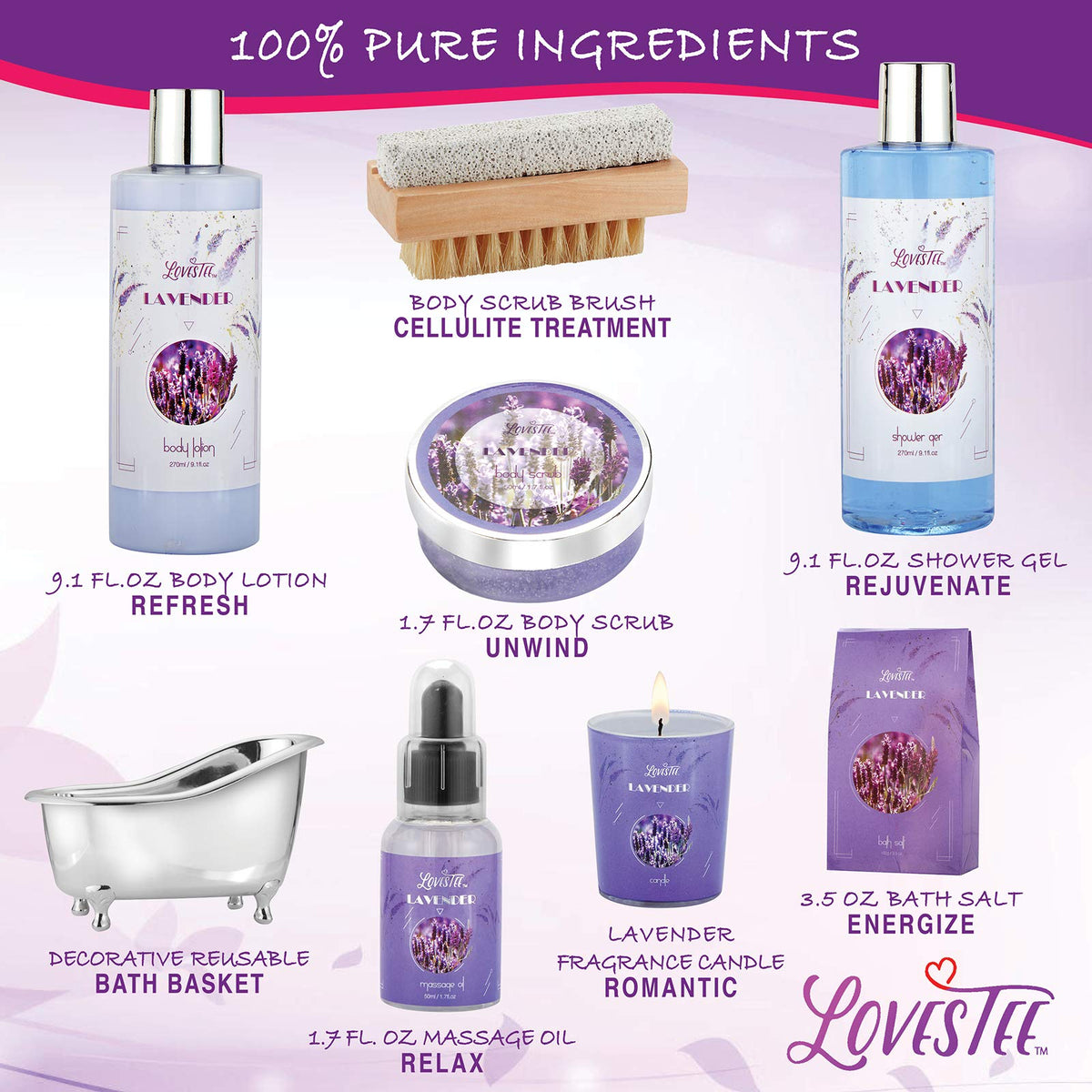 Christmas Gifts Relaxing Lavender Spa Gift Baskets for Wome - LOVESTEE Official Imagery - 5