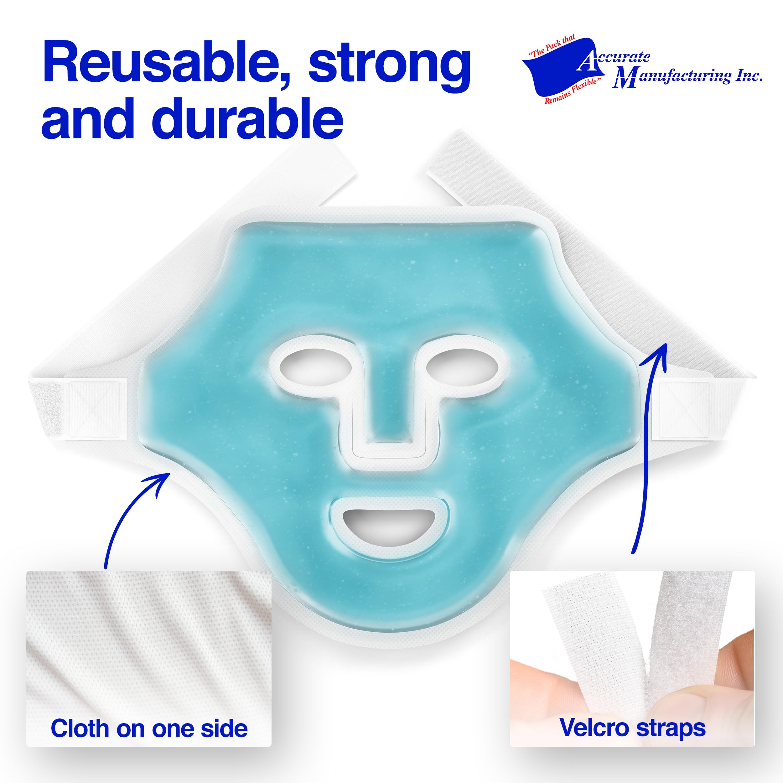 Skin Care Face Mask Ice Pack - Cold Face Ice Mask with Straps, Ice Mask for Face, Flexible and Reusable Cooling Face Mask and Eye Mask for Removing Puffiness and Tightening Pores