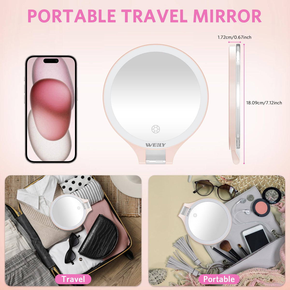 WEILY Magnifying Makeup Mirror 10X 1X Travel Mirror with - WEILY Official Imagery - 7