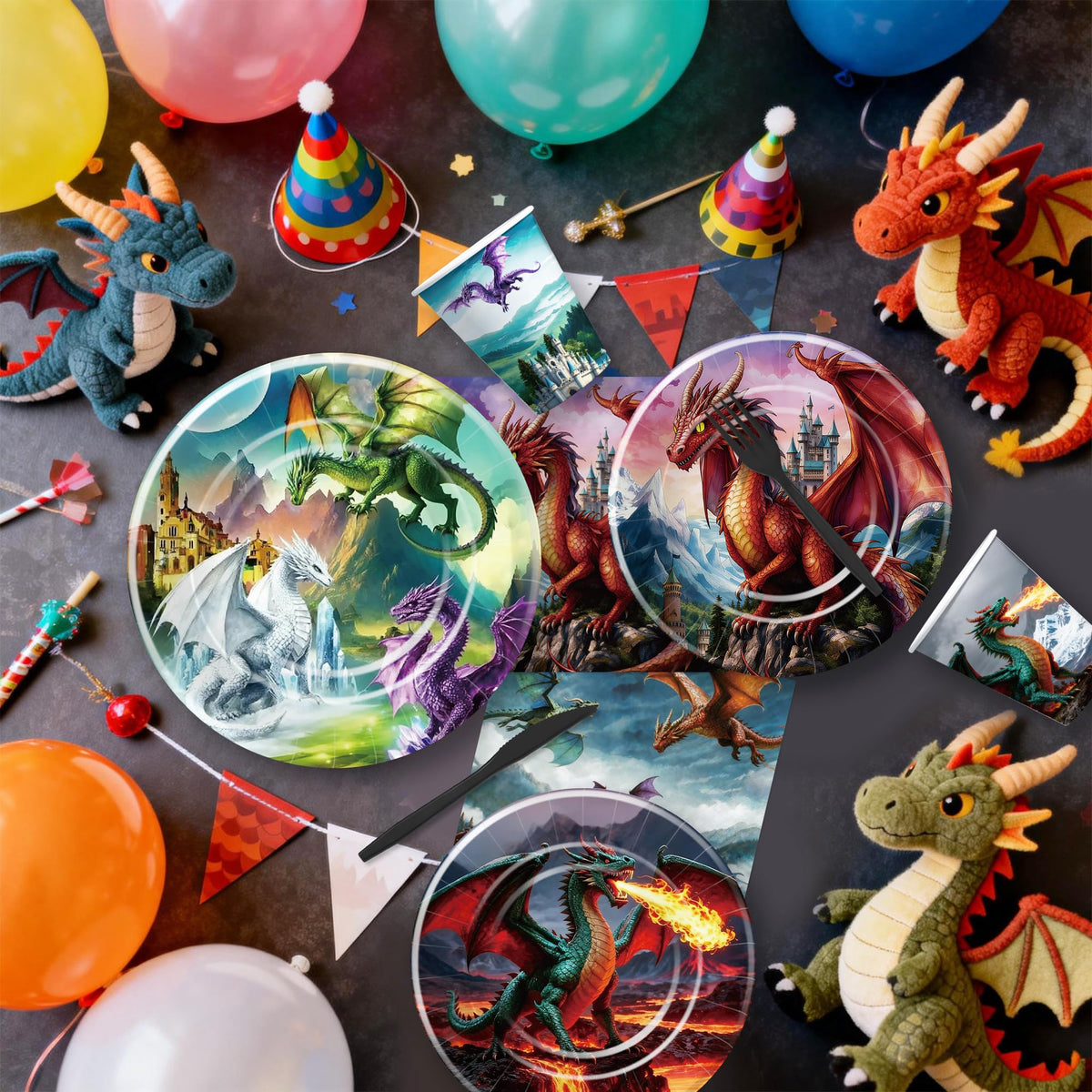 Magical Fantasy Flying Dragon Birthday Party Decorations - HOAKWA Official Imagery - 8