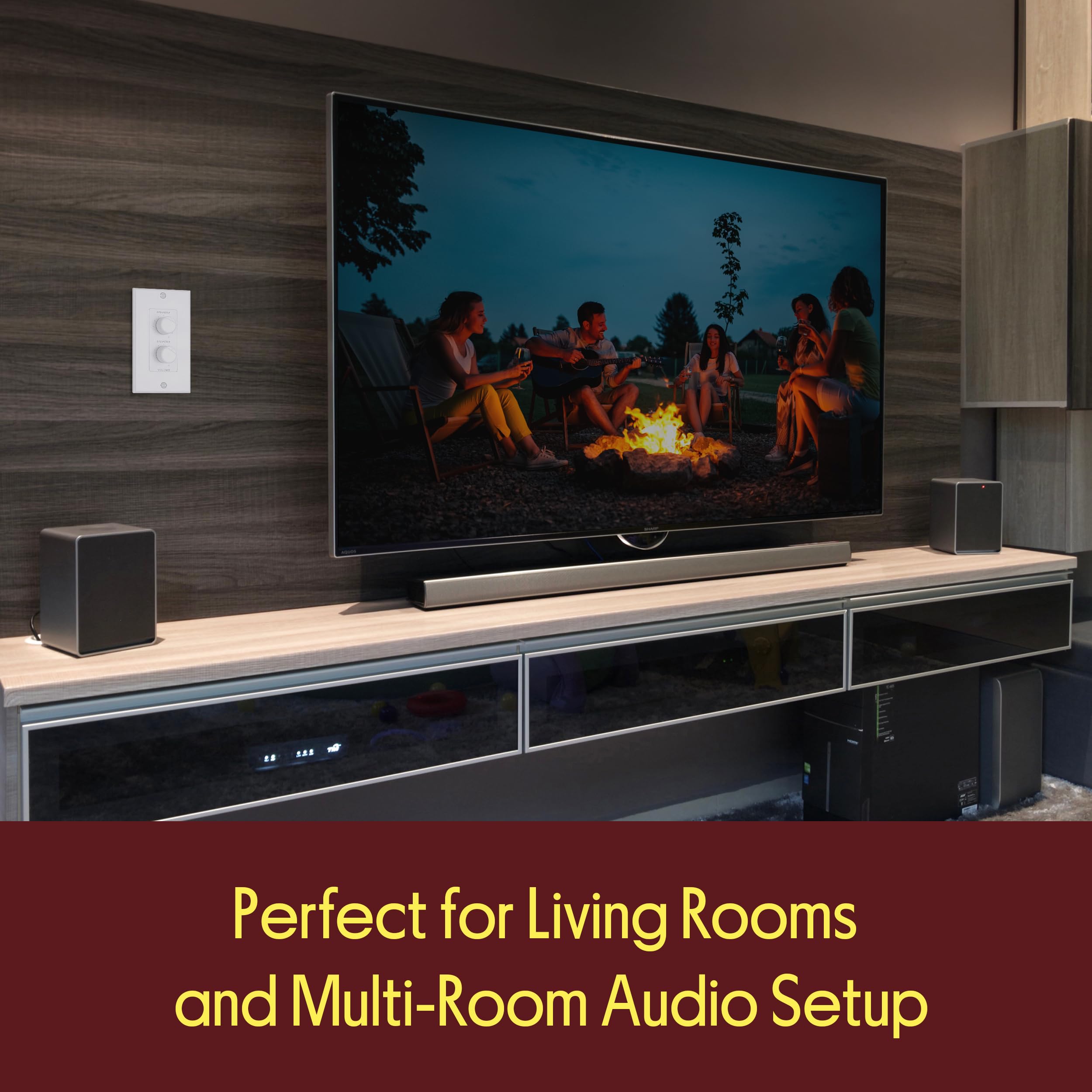 In Wall Speaker Volume Control - Home Audio Smart 2-Channel A/B D by Pyle - Angle View 6