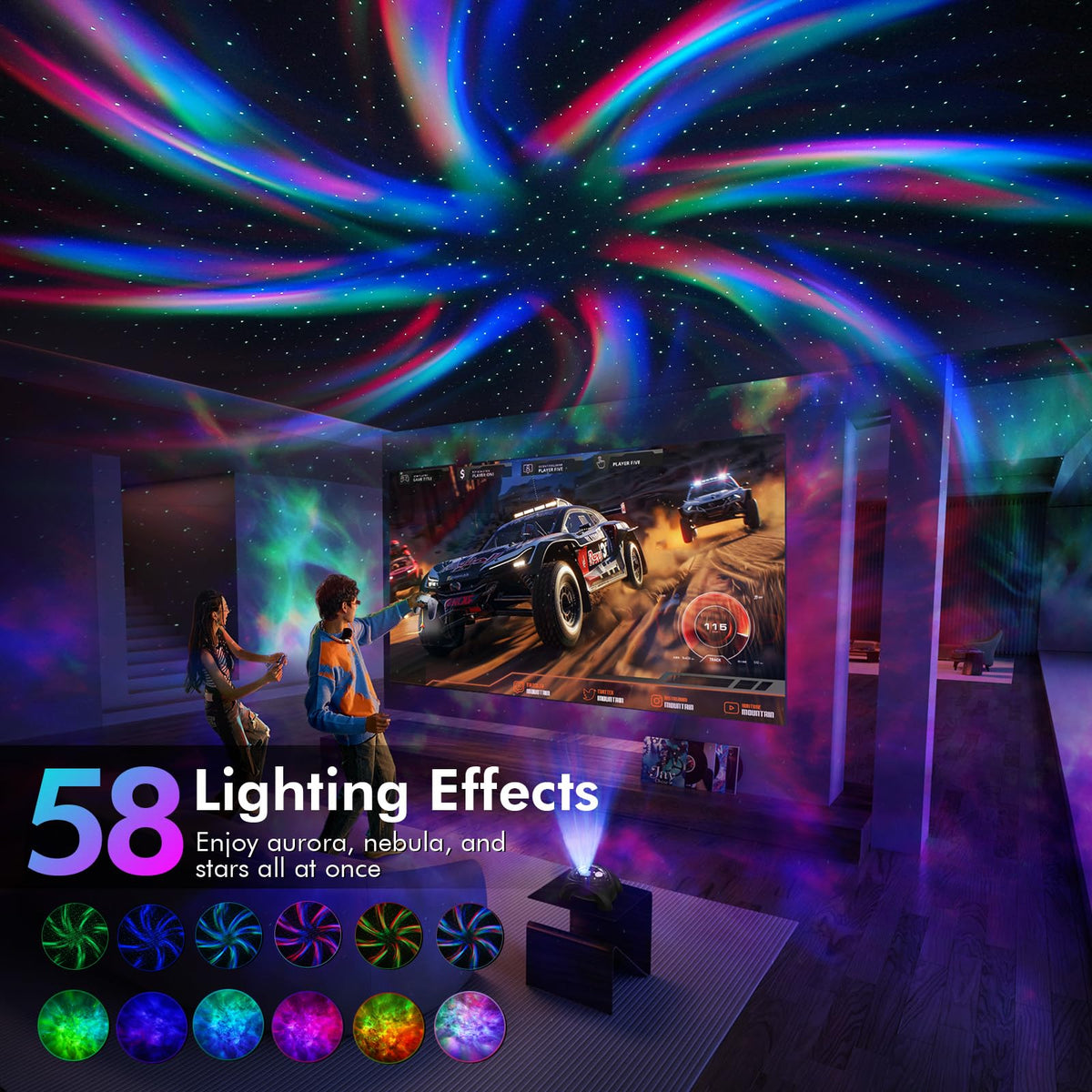 Rossetta Dual Lens Galaxy Star Projector Aurora Night Light - Rossetta Official Imagery - 5