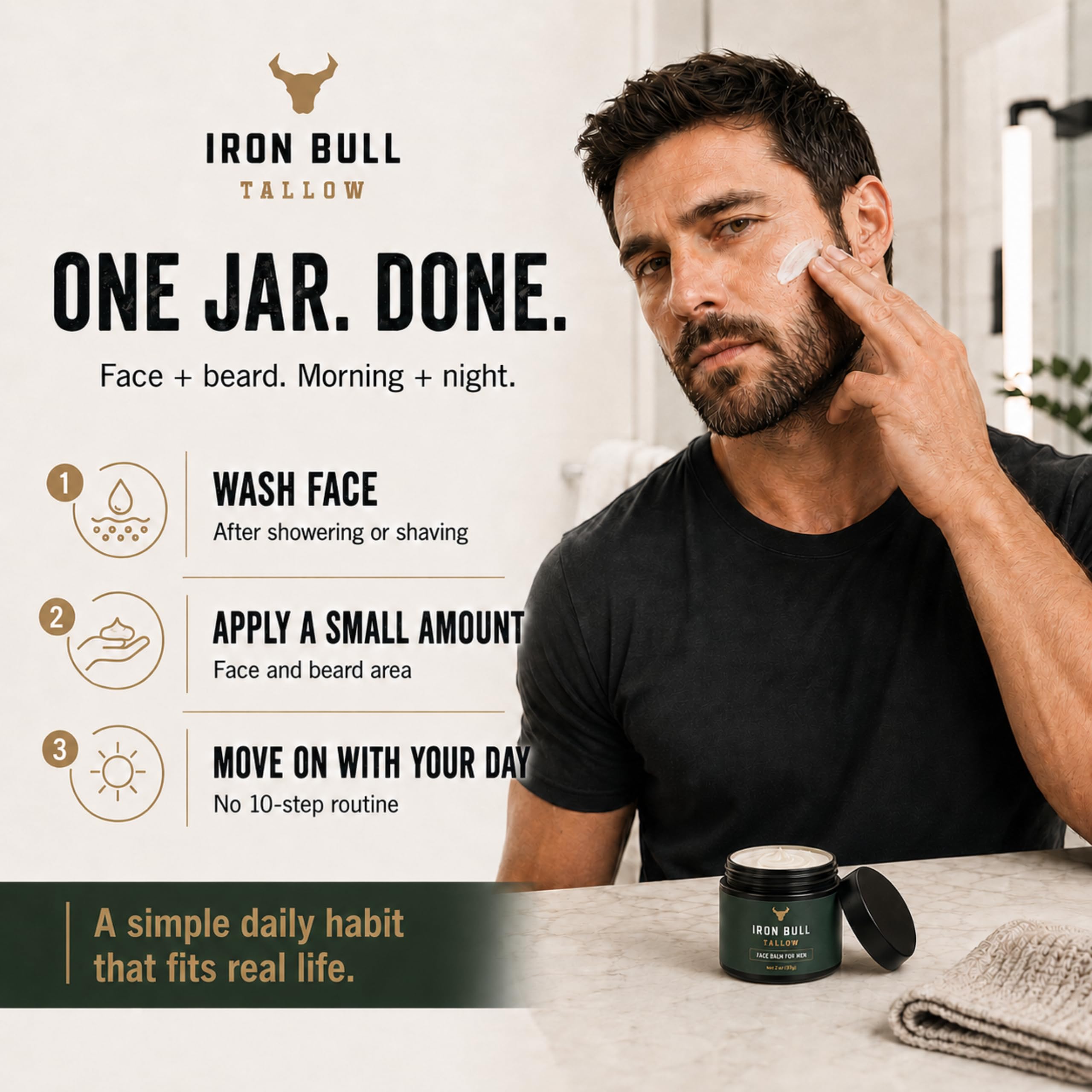 Iron Bull Beef Tallow Face Moisturizer for Men Anti Aging - Iron Bull Tallow Official Imagery - 7