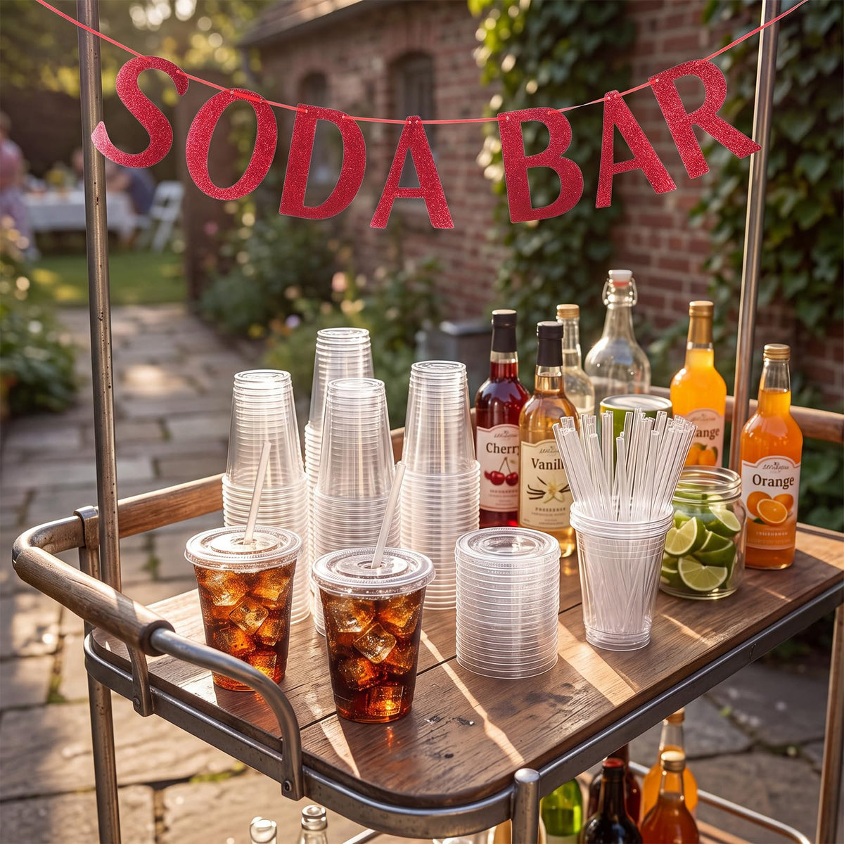Soda Bar Party Supplies Set 50 Set 12oz Disposable Clear - Thenshop Official Imagery - 6