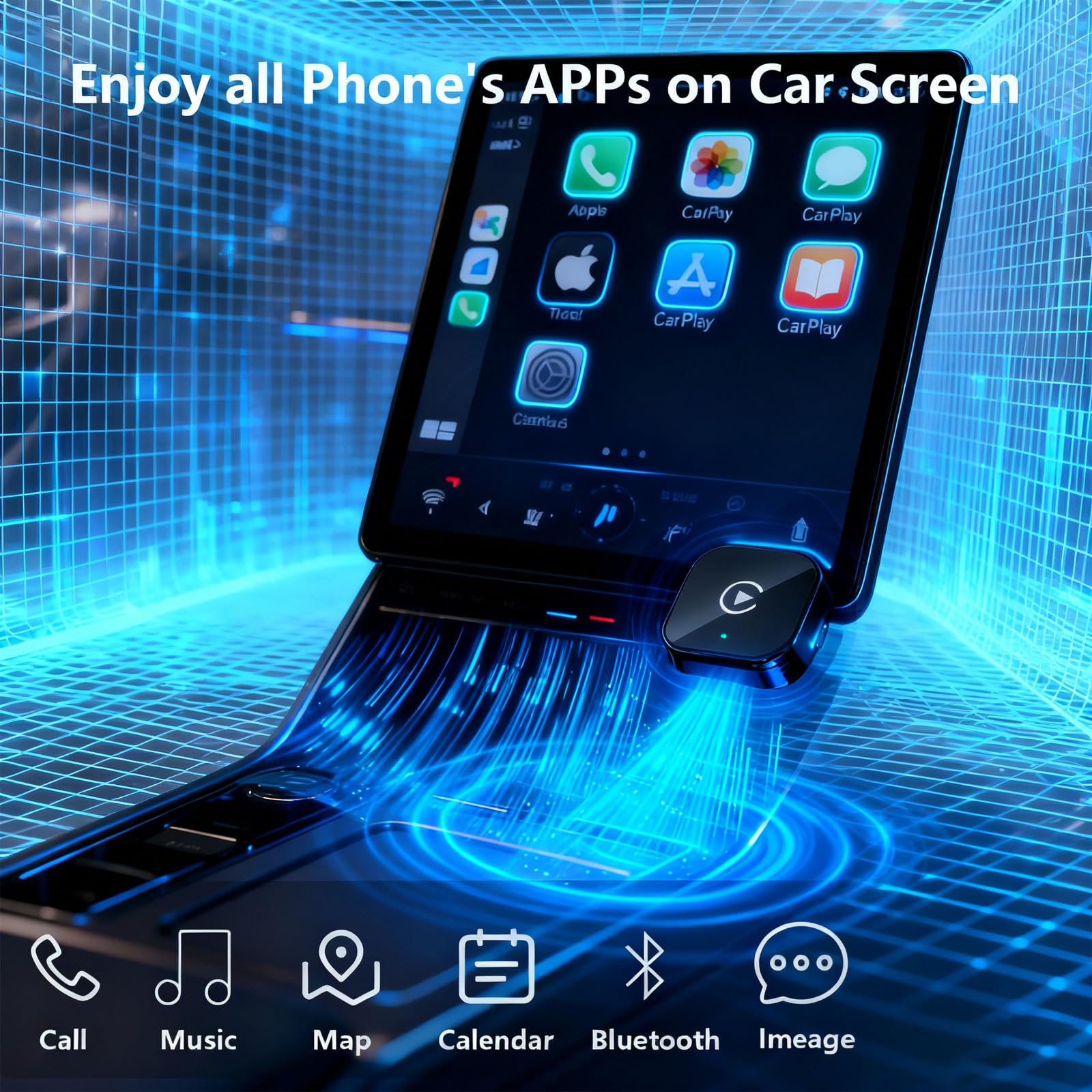 Yizro Wireless CarPlay Adapter for Apple iPhone & Android, 2-in-1 by Yizro - Angle View 7