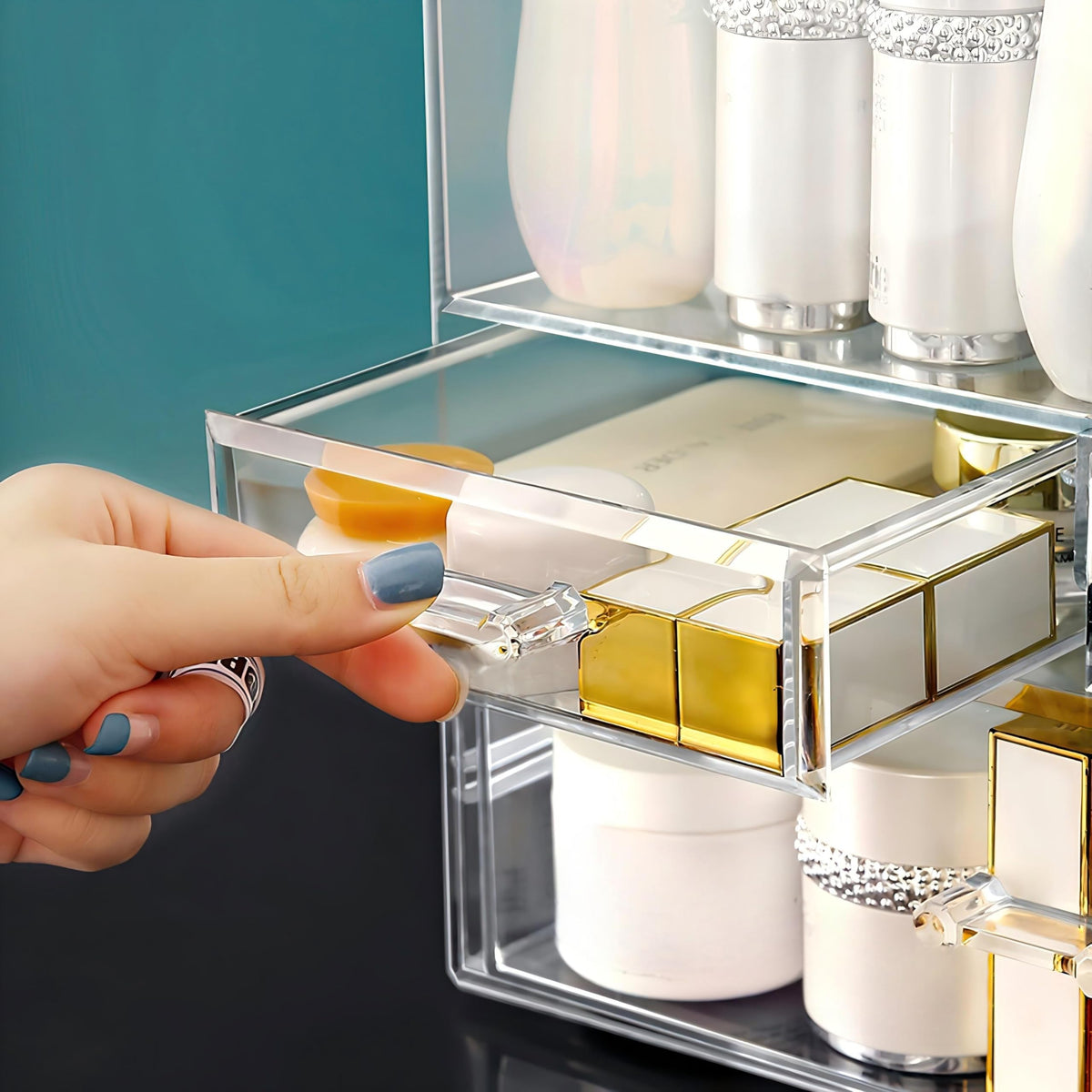 Clear Large Acrylic Makeup Organizer With Lid Cosmetic - UShioart Official Imagery - 8