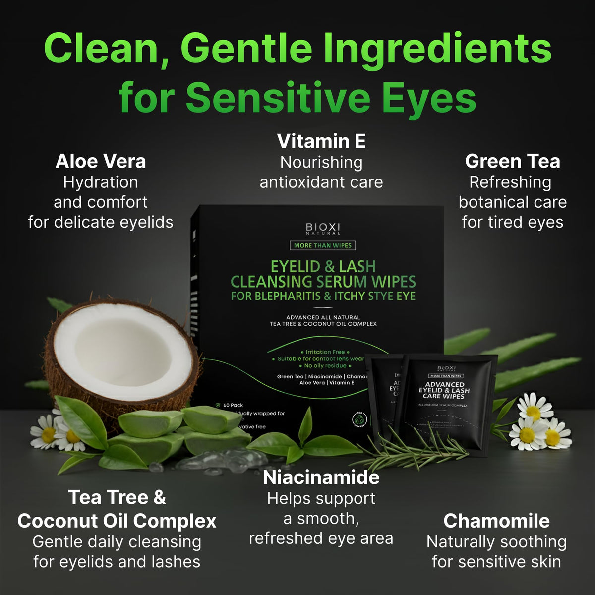 Eyelid Lash Cleansing Serum 60 Wipes for Itchy Stye Eye - BIOXI Official Imagery - 4